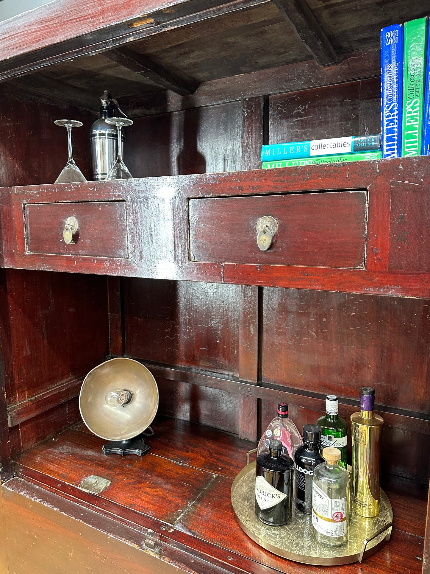 Antique Chinese Open Cabinet - Antique Display - Red Wedding Cabinet - Bookcase