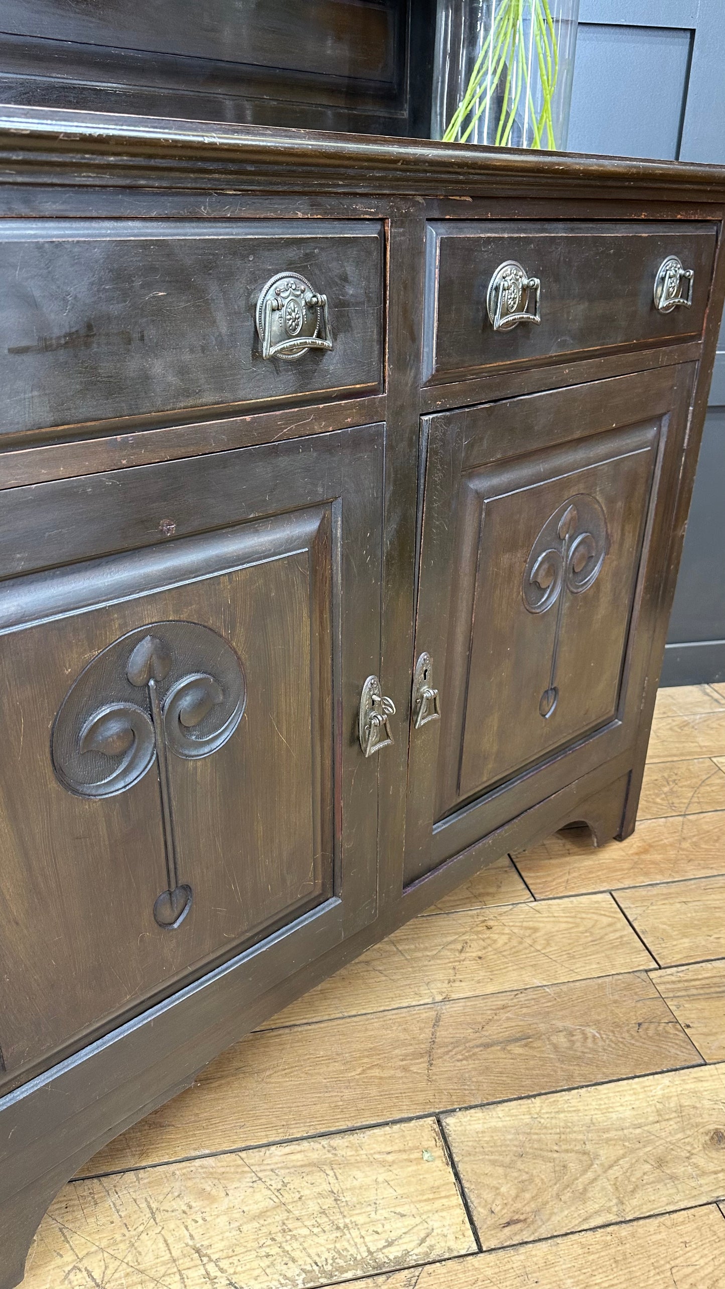 Antique Ebonised Display  Dresser / Mirrored Dresser / Art Nouveau/ Sideboard