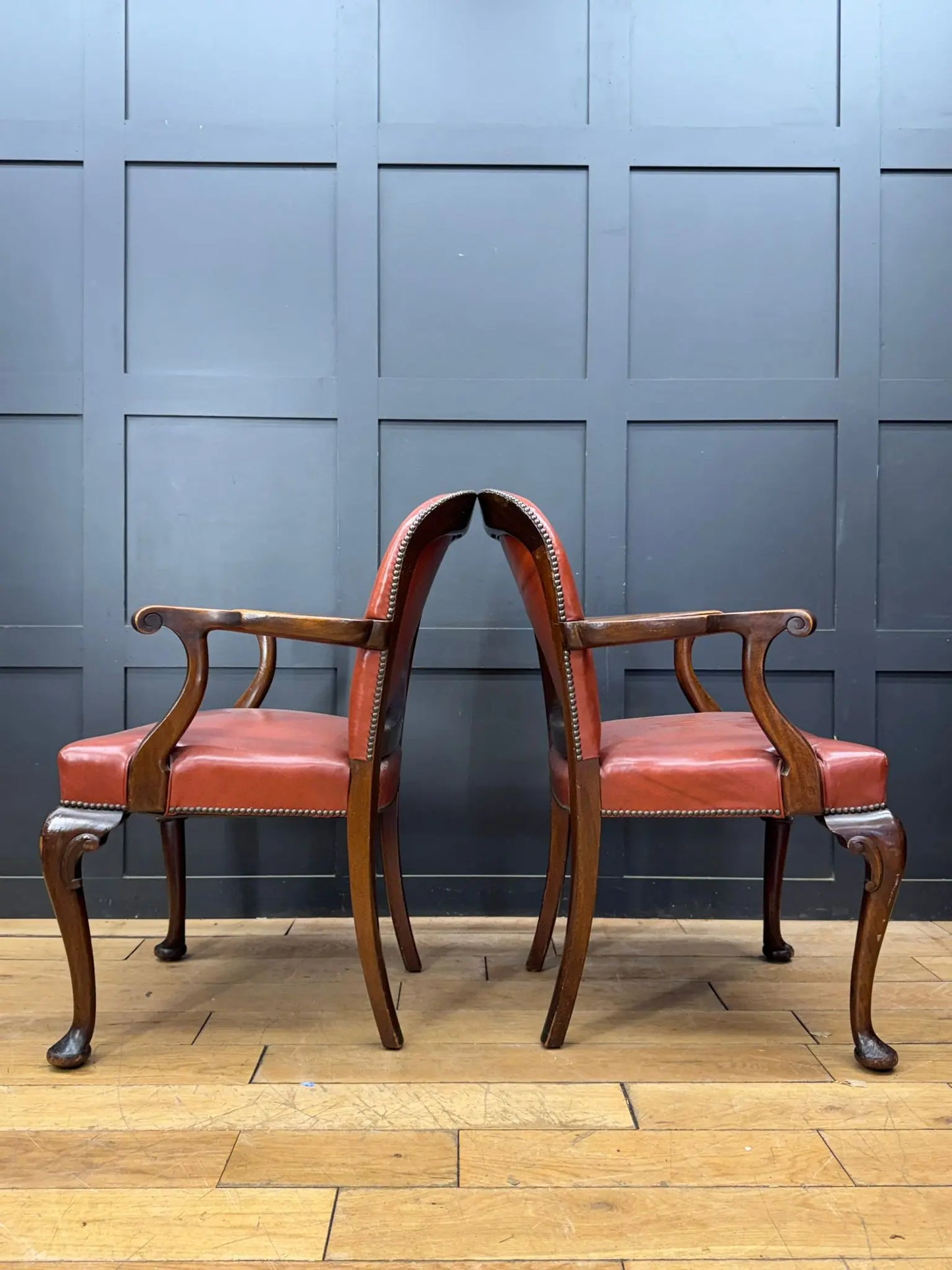 Antique Pair Of Gainsborough Style Mahogany Armchairs Desk Study Carver Chairs RUSTIC WAREHOUSE NORFOLK