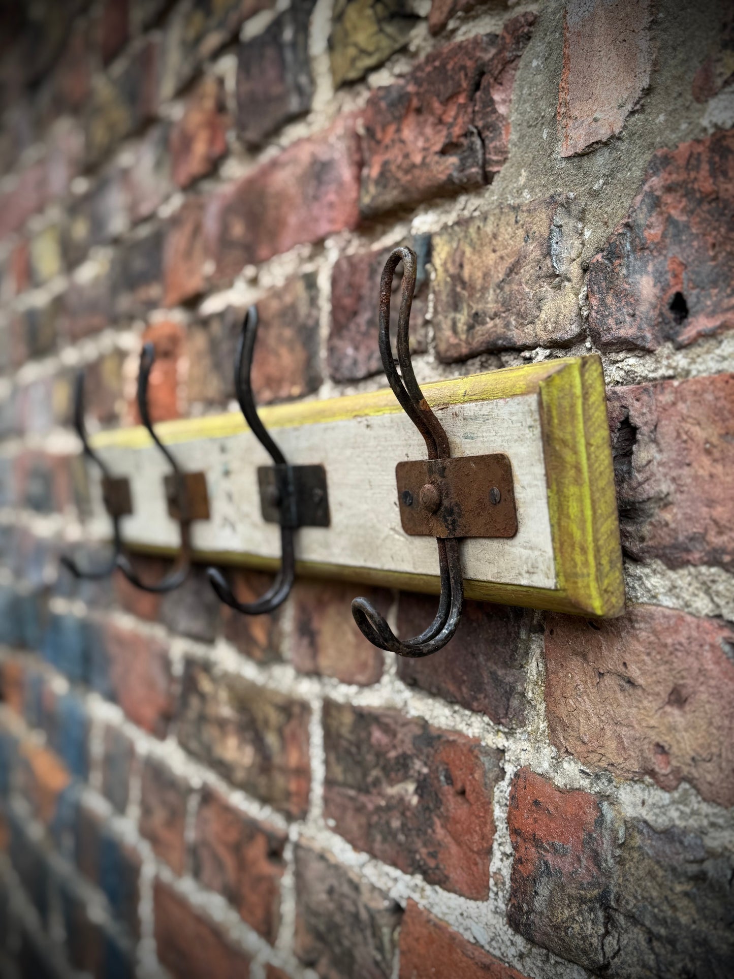 Reclaimed Wooden Coat Hooks / Vintage Rustic Coat Pegs / 4 Hook Coat Hat Rack