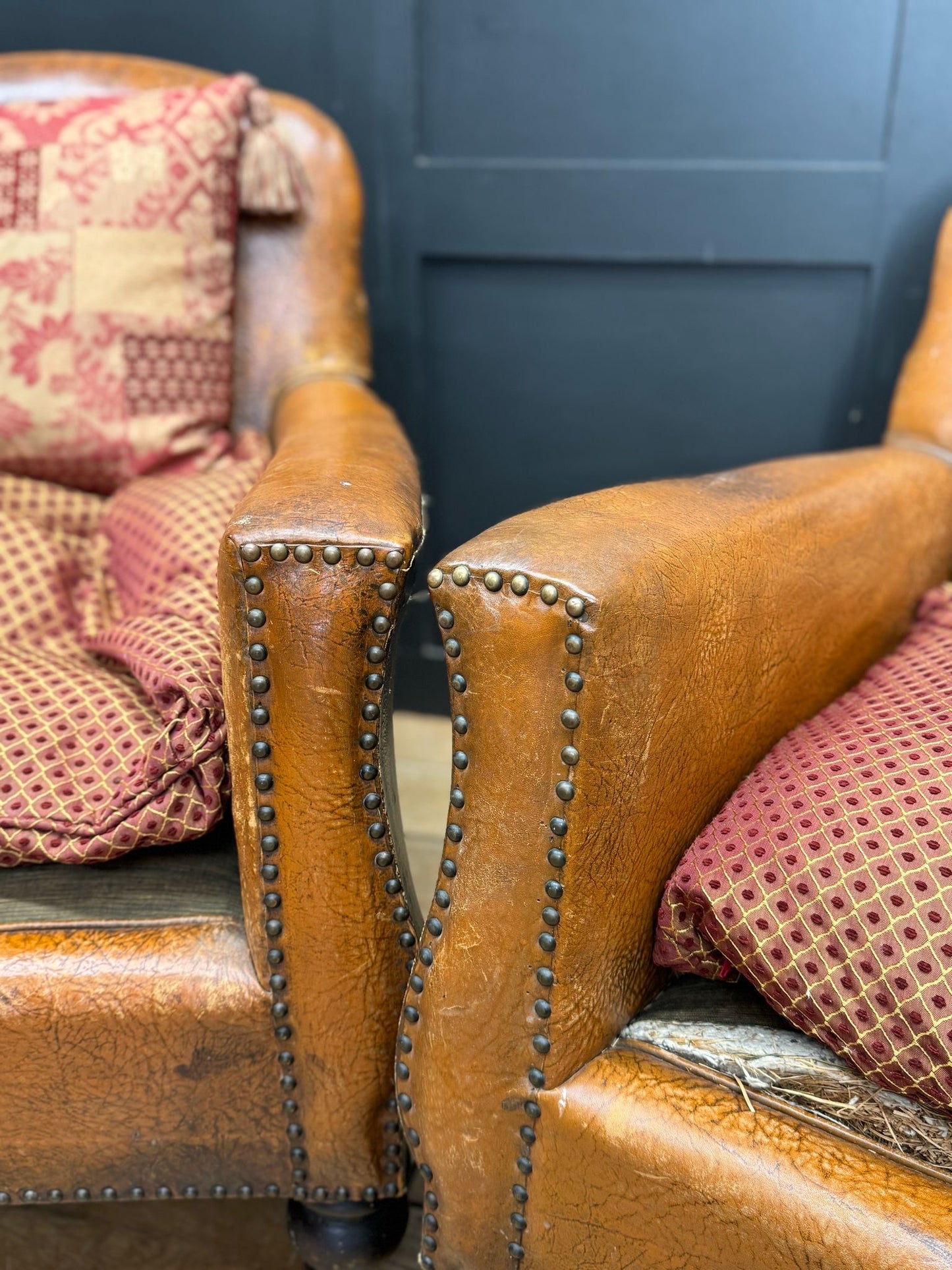 Antique Pair Of 1920s Club Armchairs / Art Deco Lounge Chairs For Reupholster