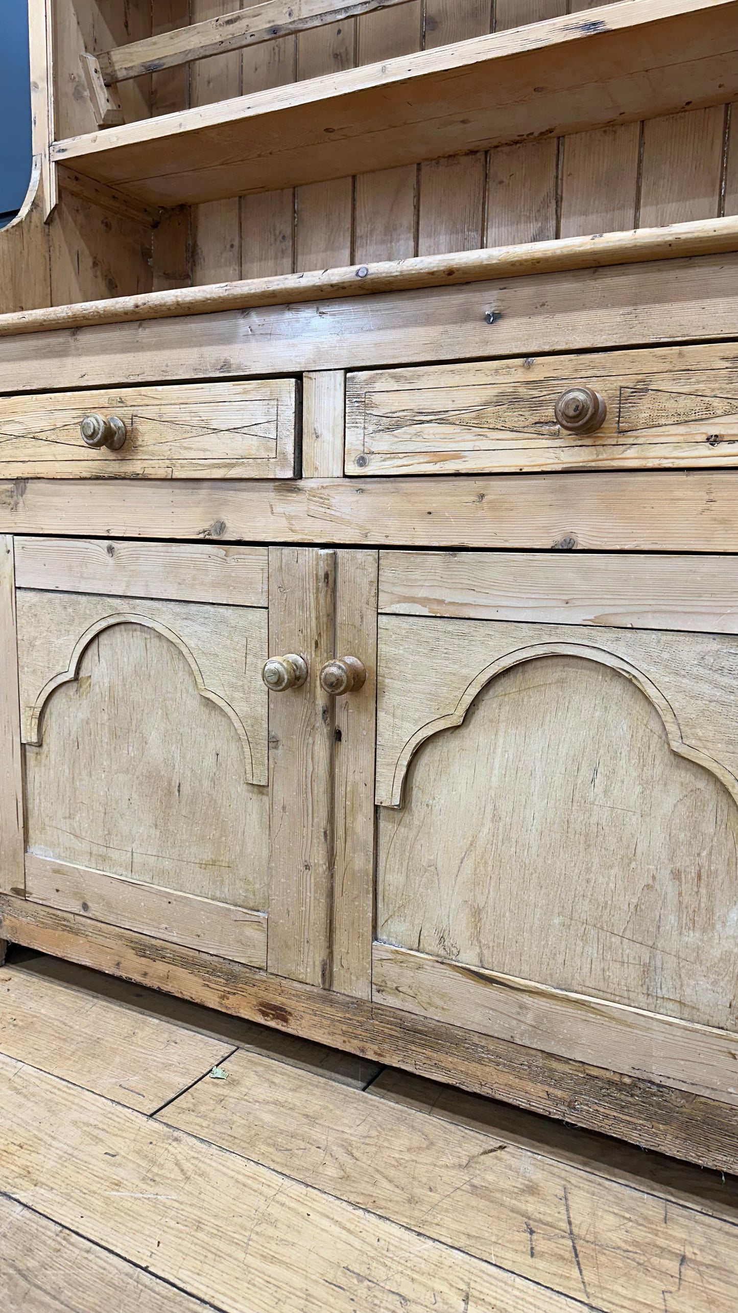 Antique Pine Dresser / Victorian Kitchen Dresser / Farmhouse Display Cabinet
