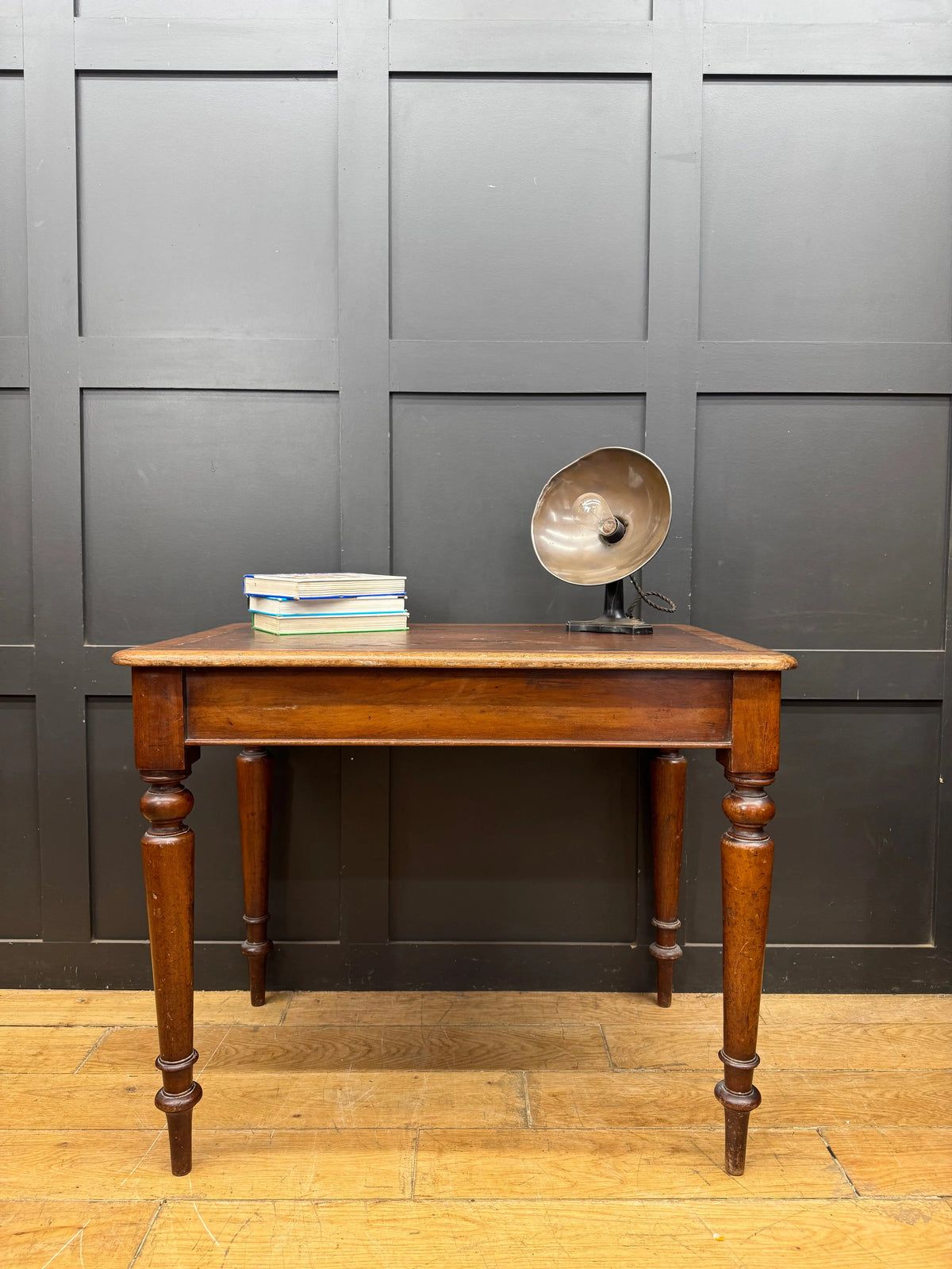 Antique Victorian Mahogany Writing Desk Console Side Hall Table Rexine Top