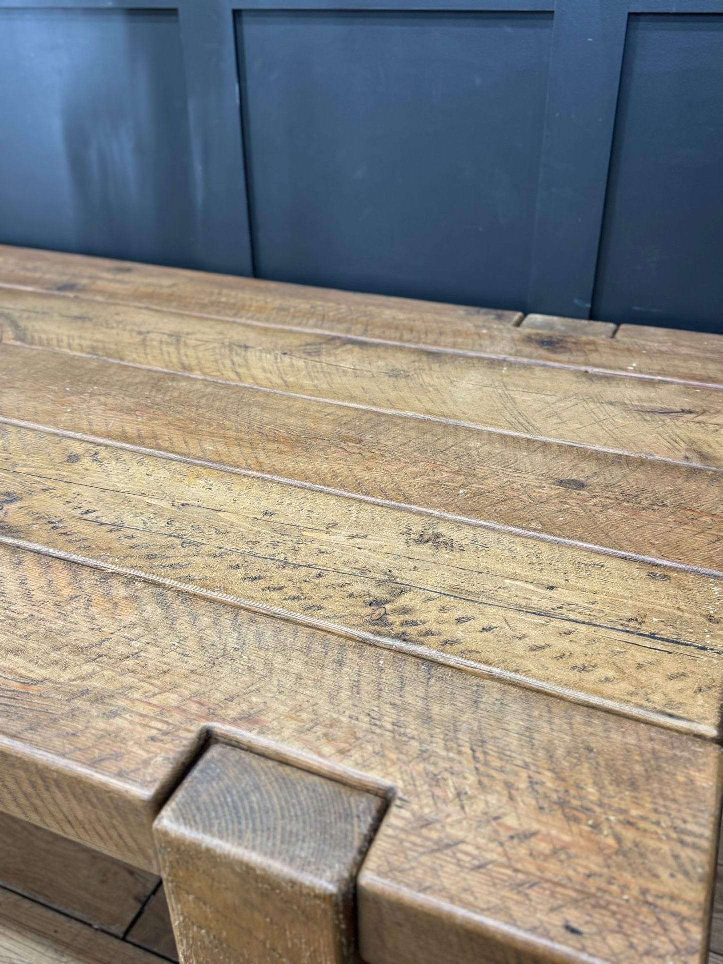 Huge Reclaimed Pine Farmhouse Refectory Dining Kitchen Table – 274cm