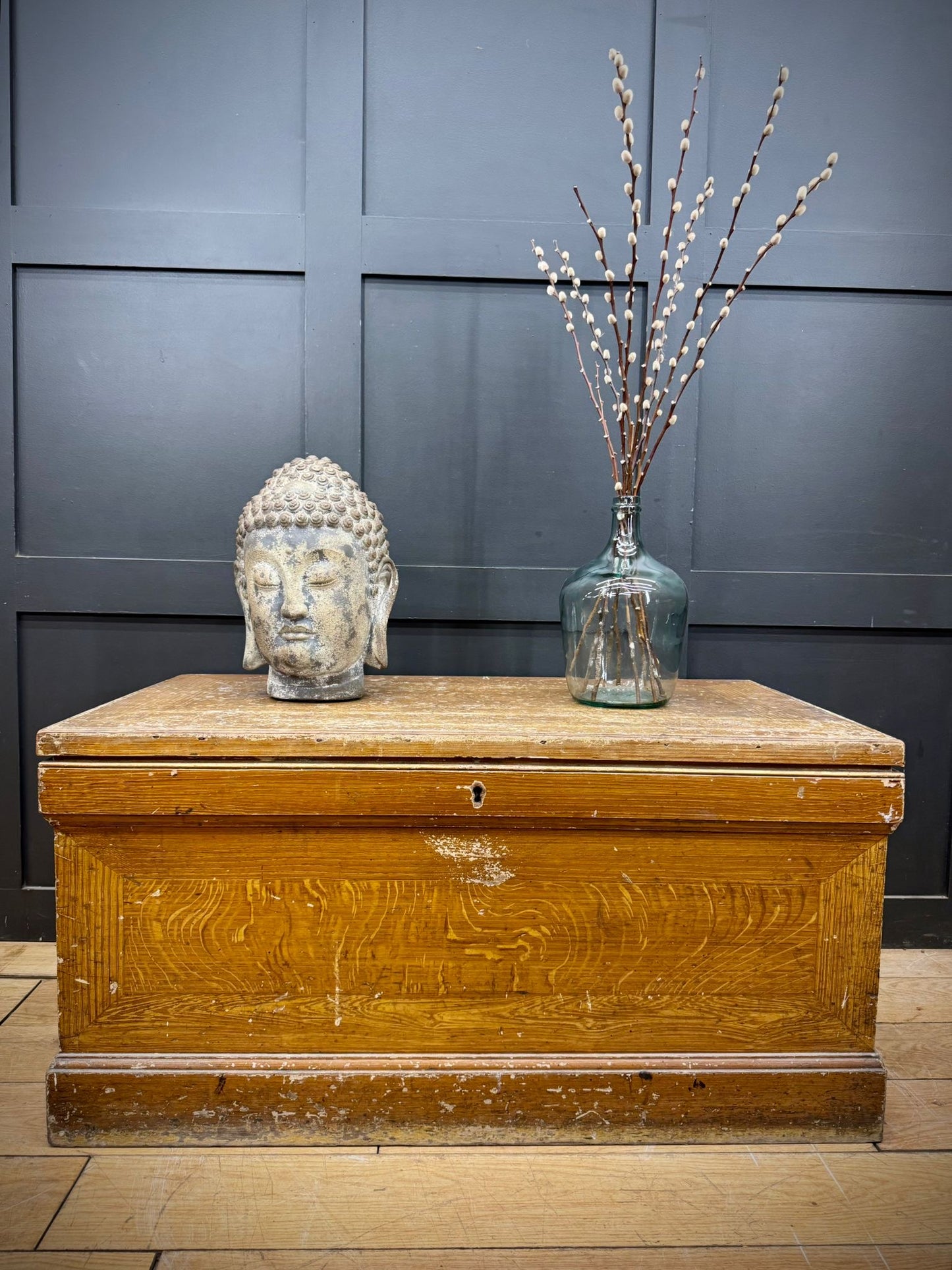Antique Scumbled Pine Blanket Box / Storage Chest Coffee Table
