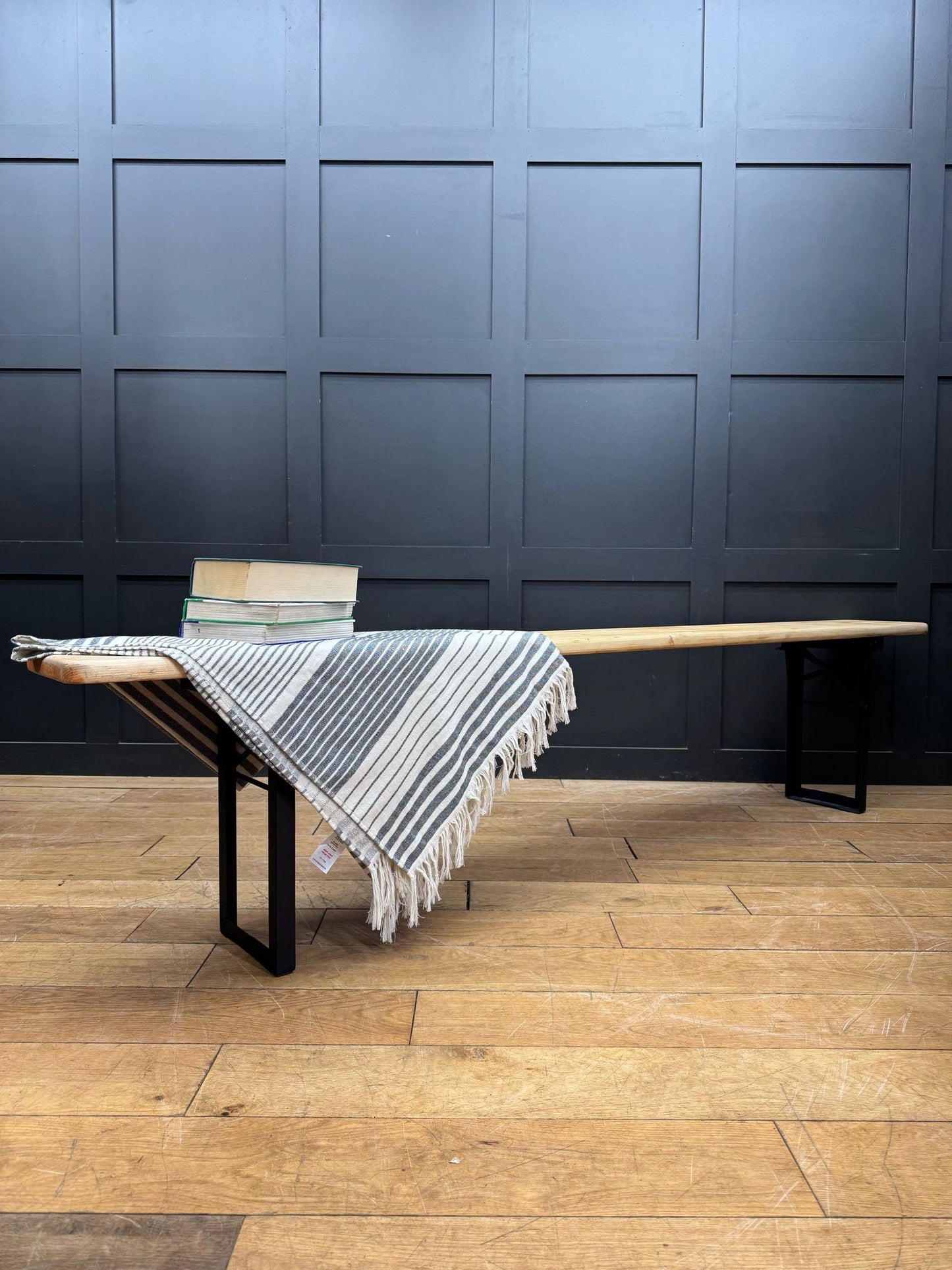 Vintage Fold Up Stripped Pine Bench / Picnic Hallway Seating Garden Furniture