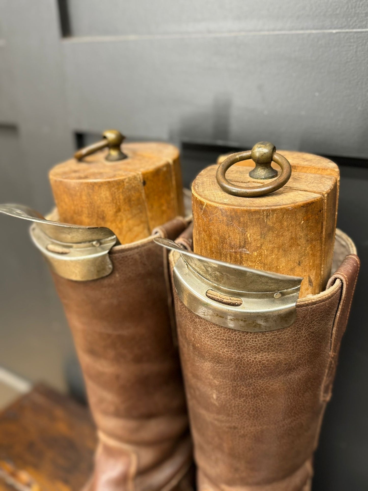 WWII Military Brown Leather Flying Army Boots with Boot Trees Jack Boots