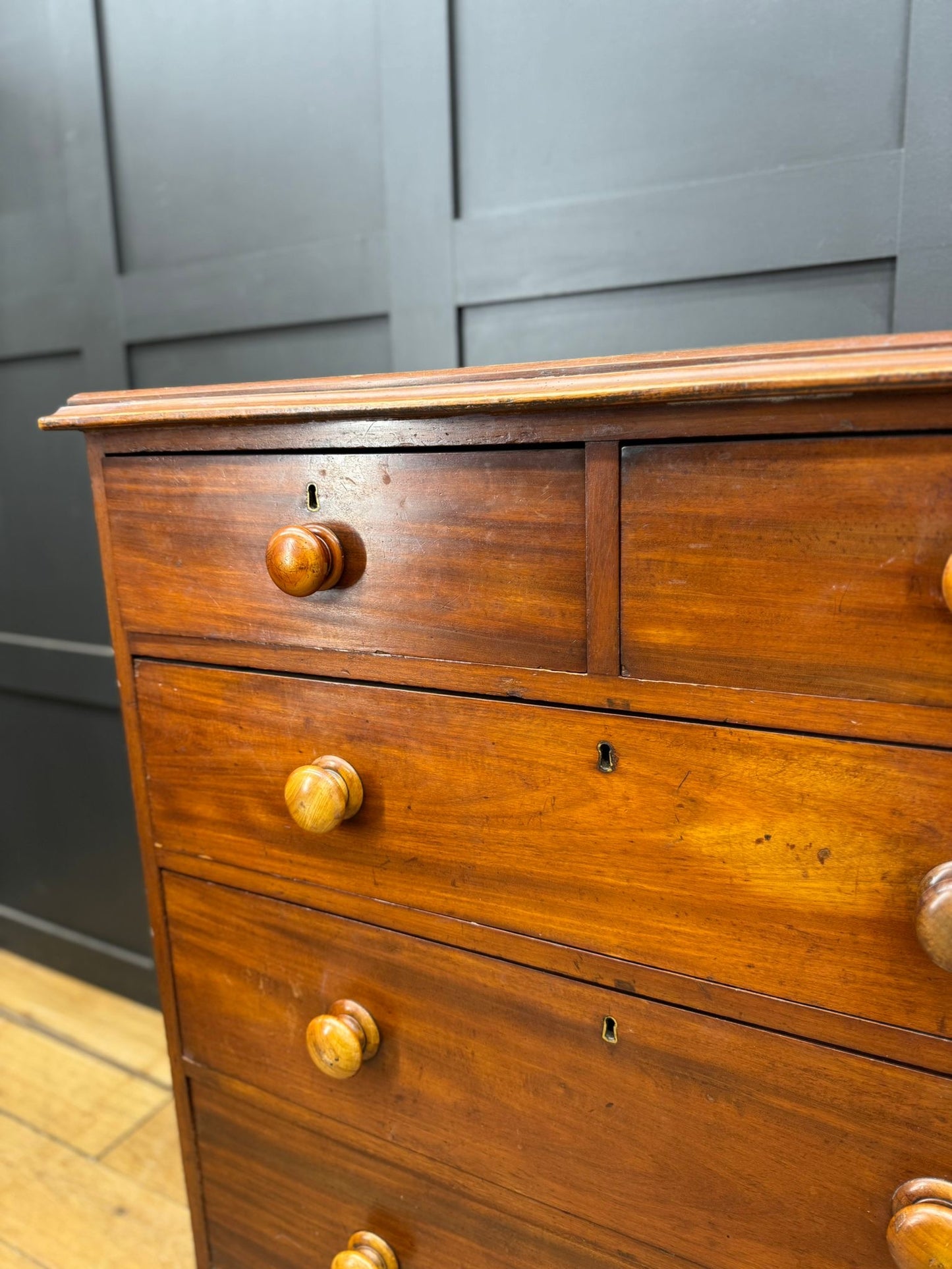 Victorian Mahogany Chest of Drawers on Bun Feet