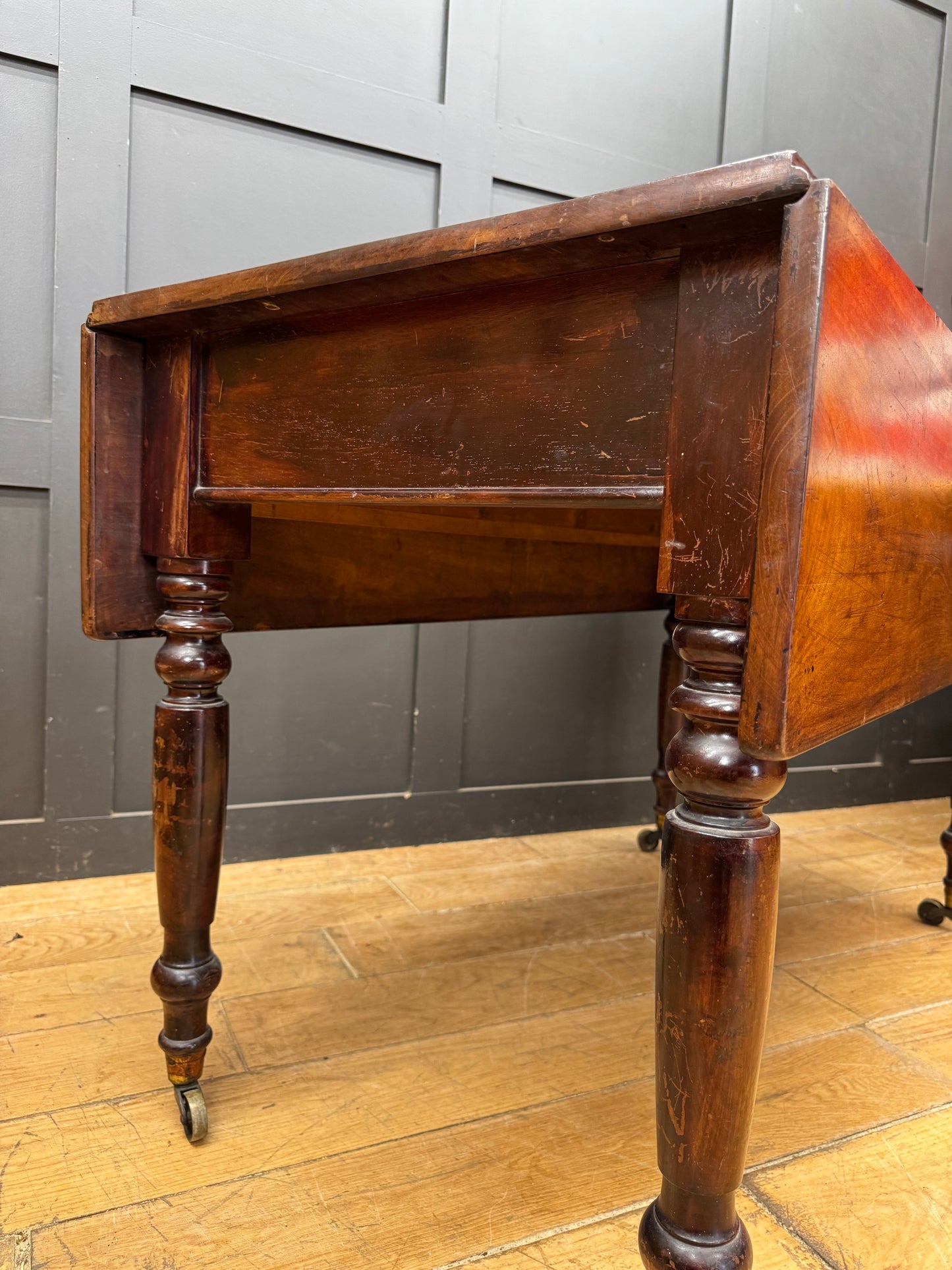 Victorian Mahogany Drop Leaf Supper Table Kitchen Dining Console Sideboard Table