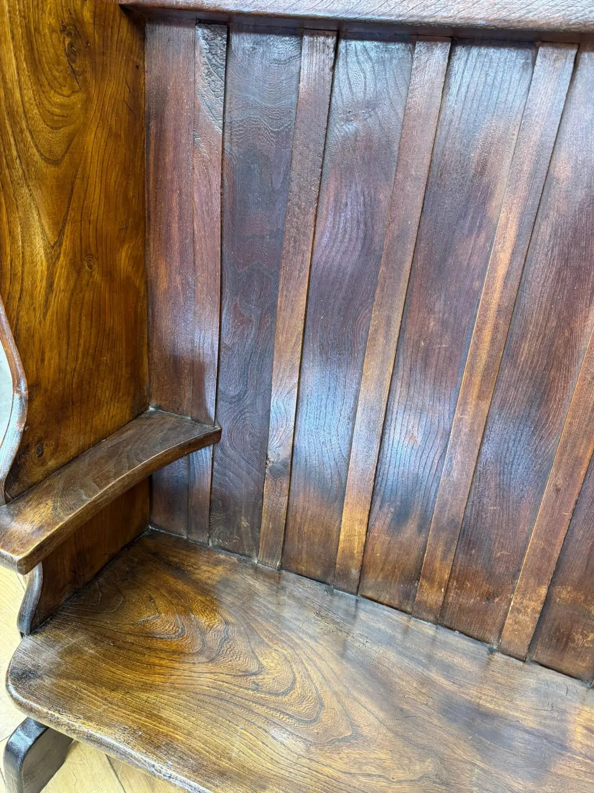 Arts & Crafts Elm Settle Bench Hall Seat Pew Antique Furniture 144cm RUSTIC WAREHOUSE NORFOLK