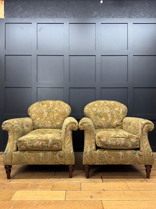 Pair of Derwent Upholstered Armchairs Club Lounge Chairs / Pre loved