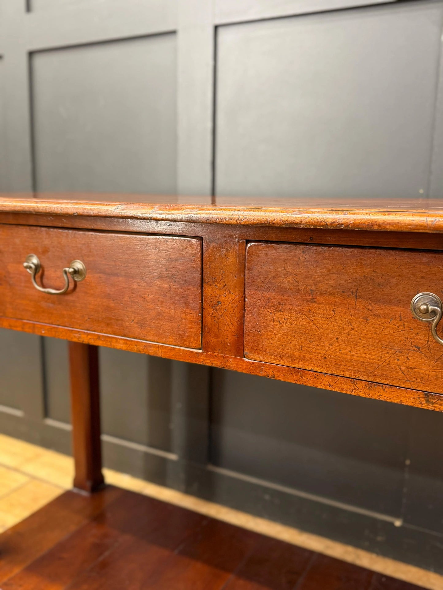 Antique Cherry Wood Dresser Base Console Sideboard Table 2 Drawer Pot Board RUSTIC WAREHOUSE NORFOLK