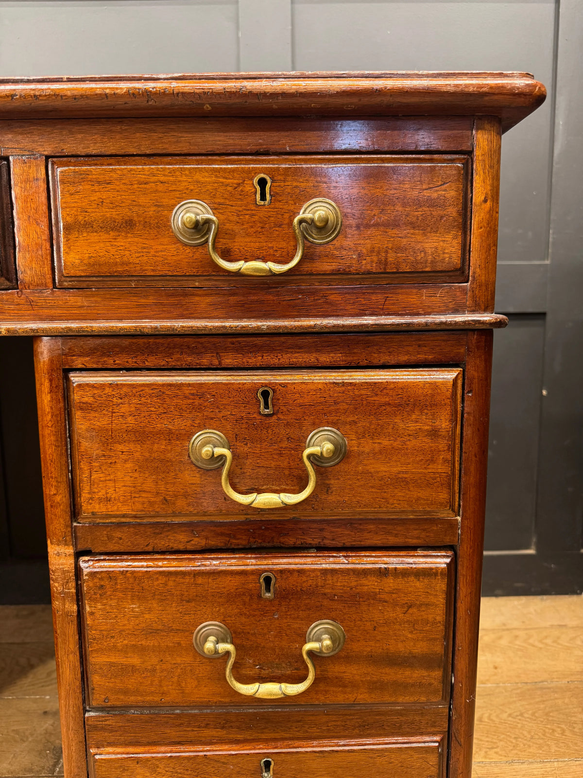 Antique Mahogany Twin Pedestal Writing Desk Green Leather Top Office Desk 19th.C
