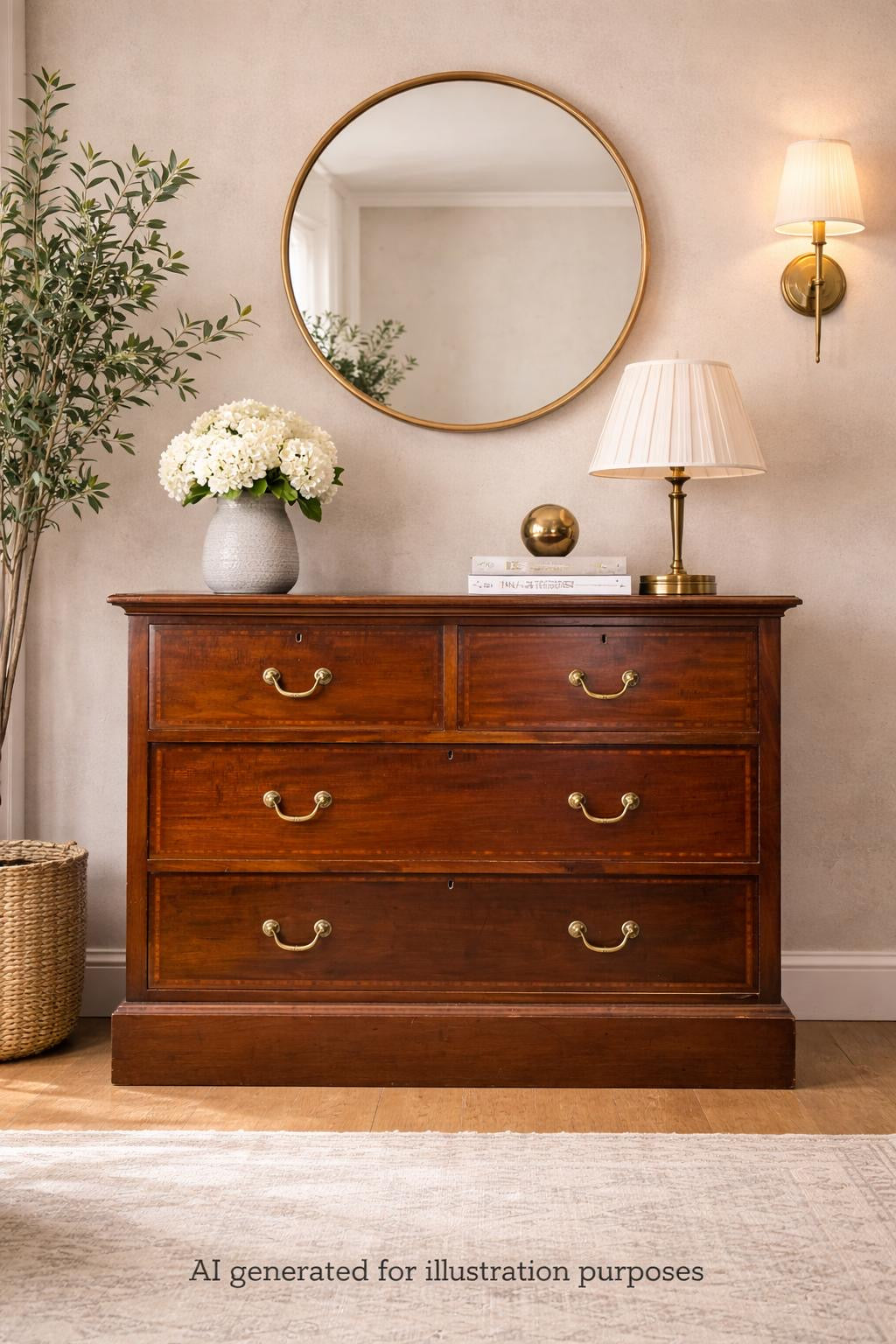 Antique Mahogany Chest of Drawers Bedroom Storage / Victorian Georgian