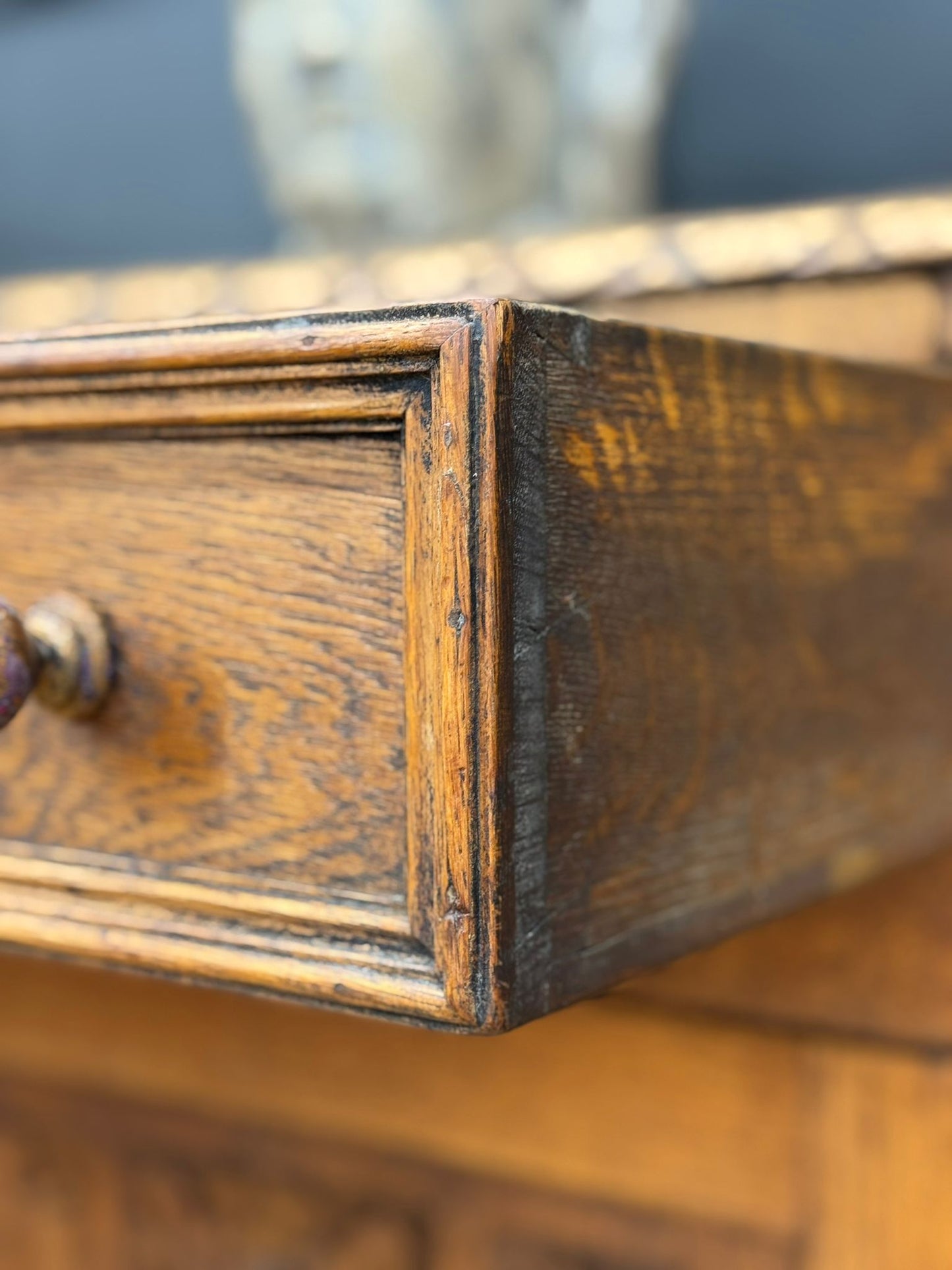 Antique Solid Oak Sideboard – Stripped Finish – Cupboard Drawers