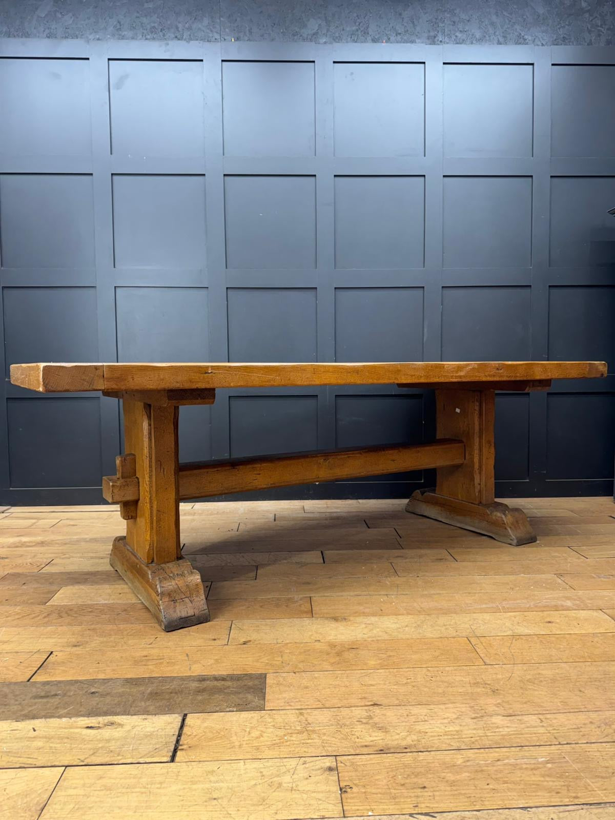 Rustic Oak Refectory Dining Table Large Farmhouse Kitchen Trestle Table