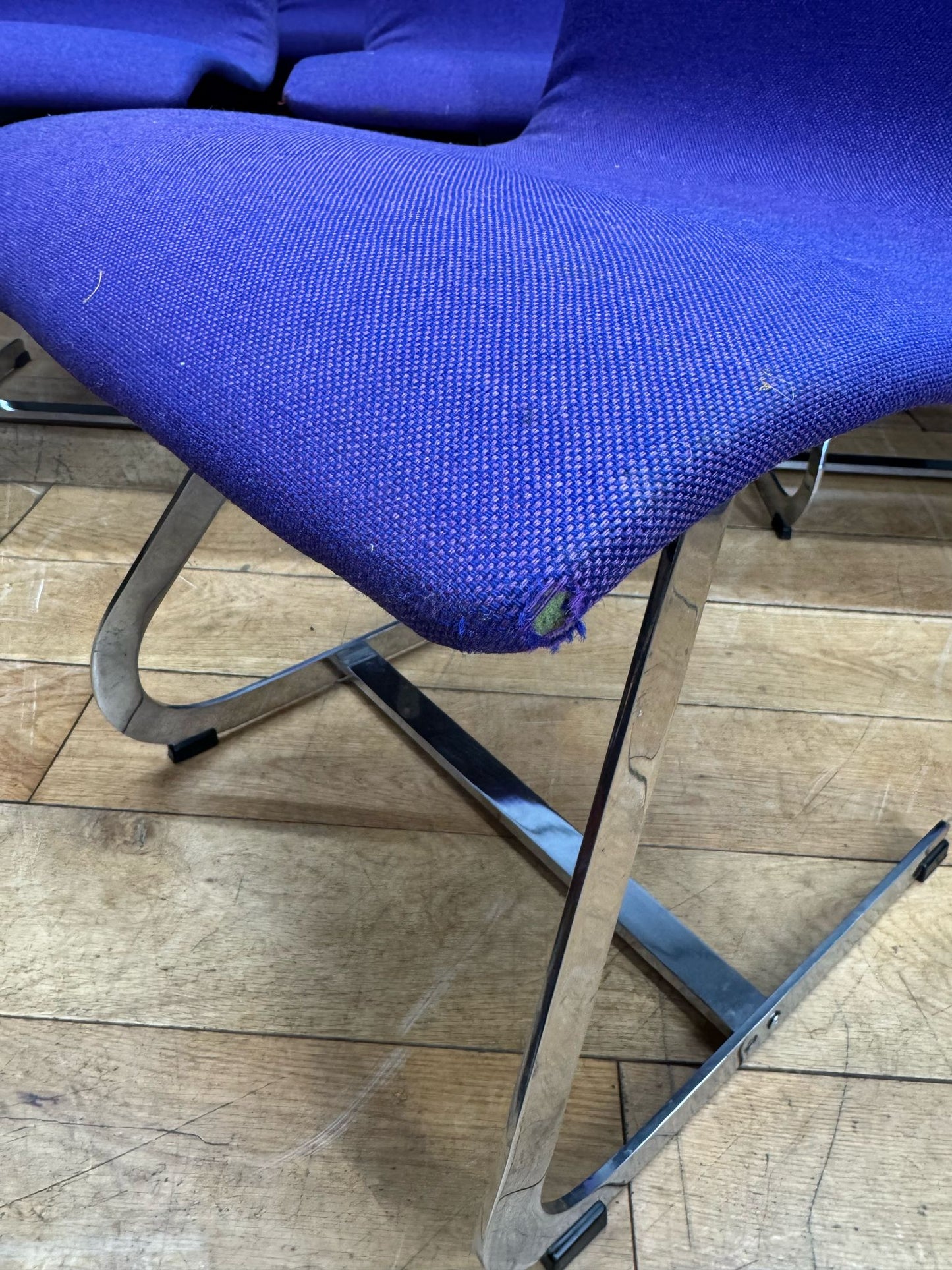 Set Of 8 Merrow Associates Dining Chairs / Chrome Cantilever Mid Century 1970s