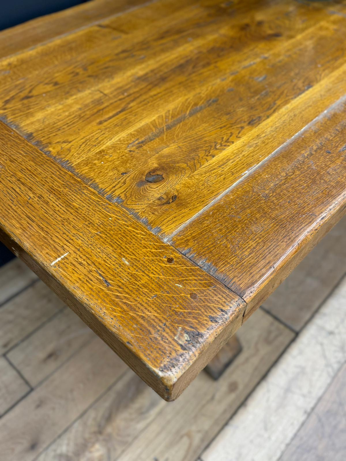 Rustic Oak Refectory Dining Table Large Farmhouse Kitchen Trestle Table
