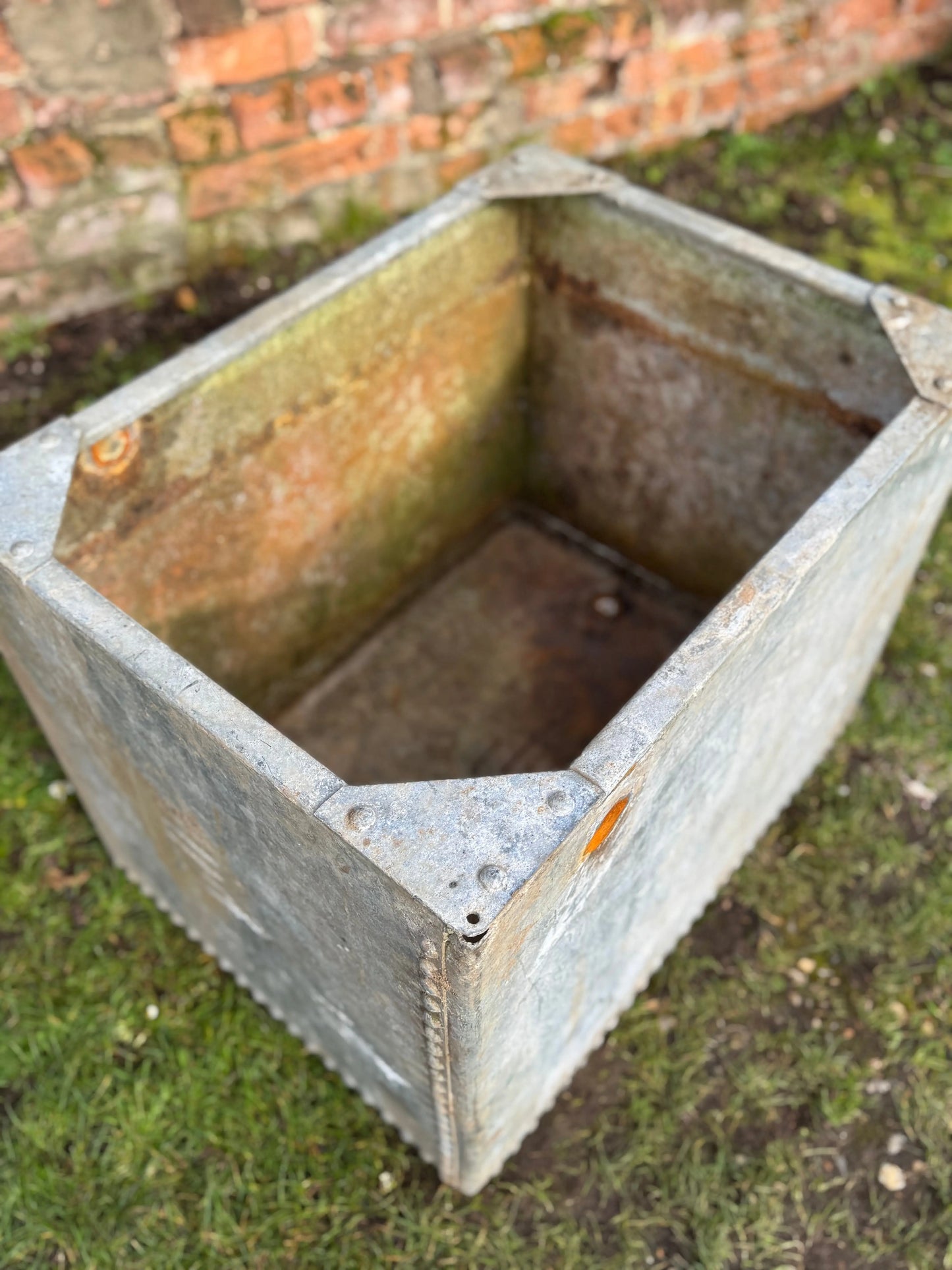 Riveted Galvanised Trough Planter /  Raised Flower Bed Plant Olive Tree Pot W2 RUSTIC WAREHOUSE NORFOLK