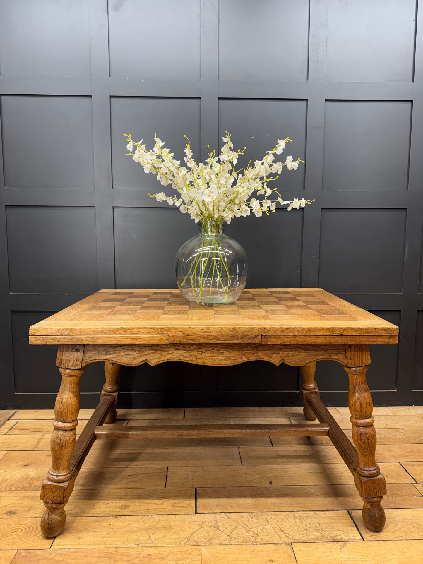 Vintage Blonde Oak Draw Leaf Dining Table Extending Farmhouse Kitchen Table