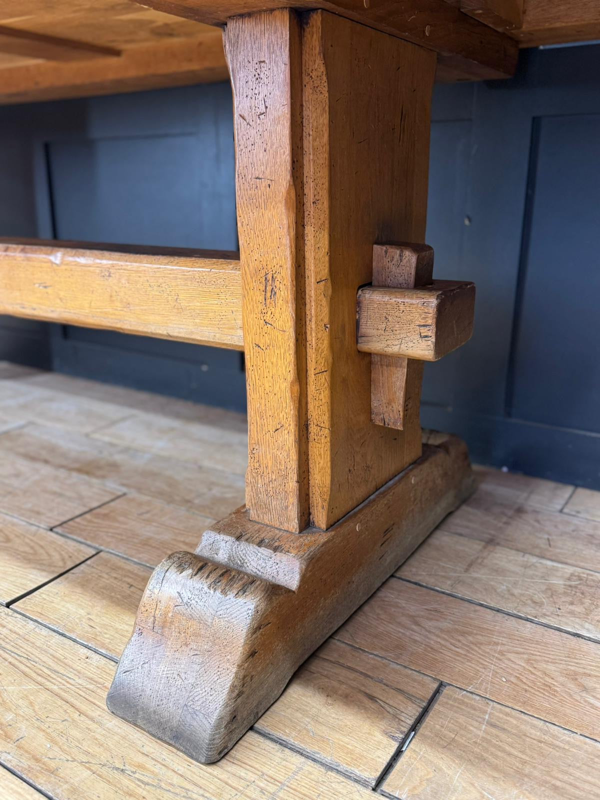 Rustic Oak Refectory Dining Table Large Farmhouse Kitchen Trestle Table