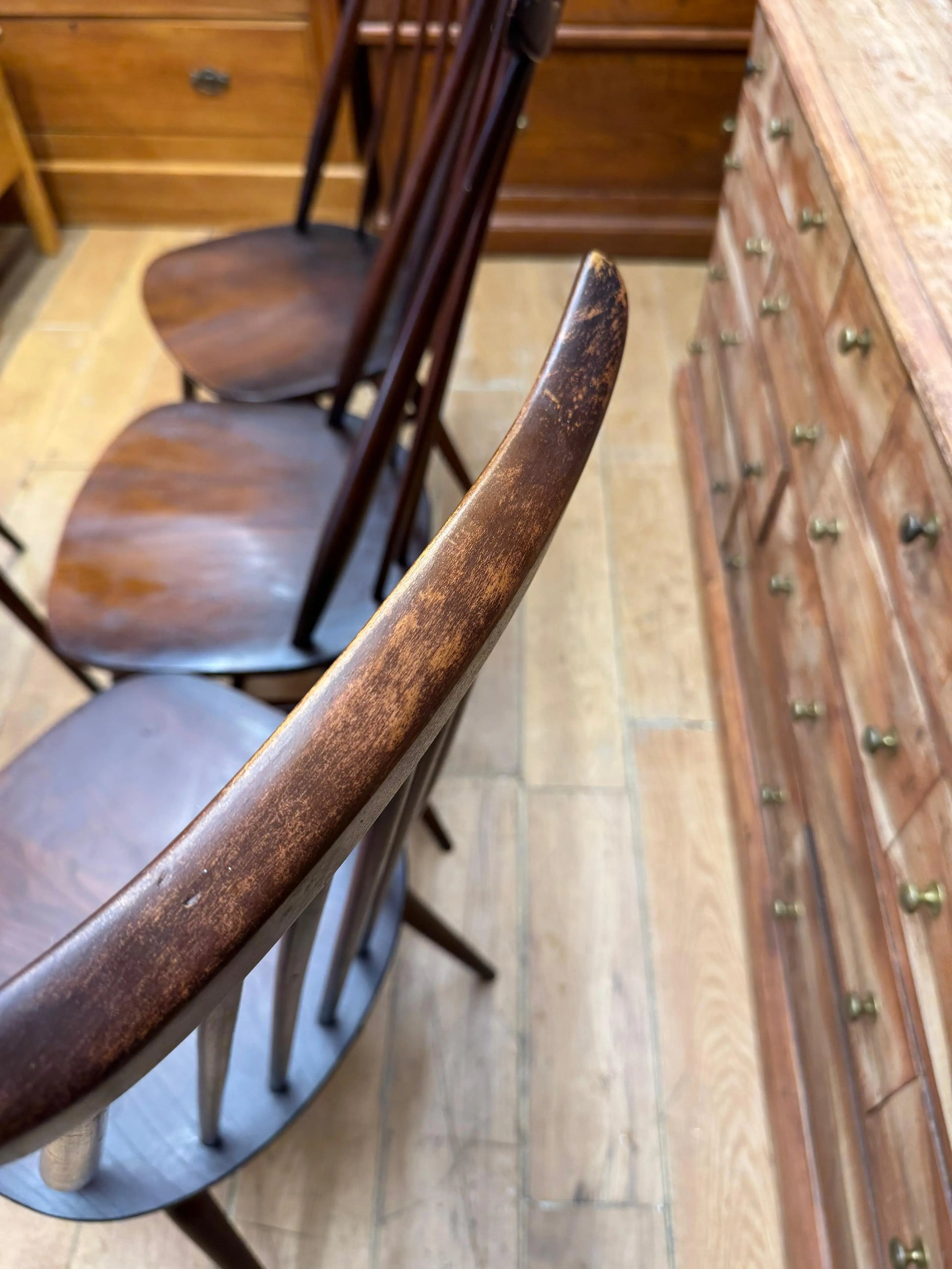 Vintage Ercol Goldsmith 369 Dining Kitchen Chairs Set of 4 Elm Beech Windsor RUSTIC WAREHOUSE NORFOLK