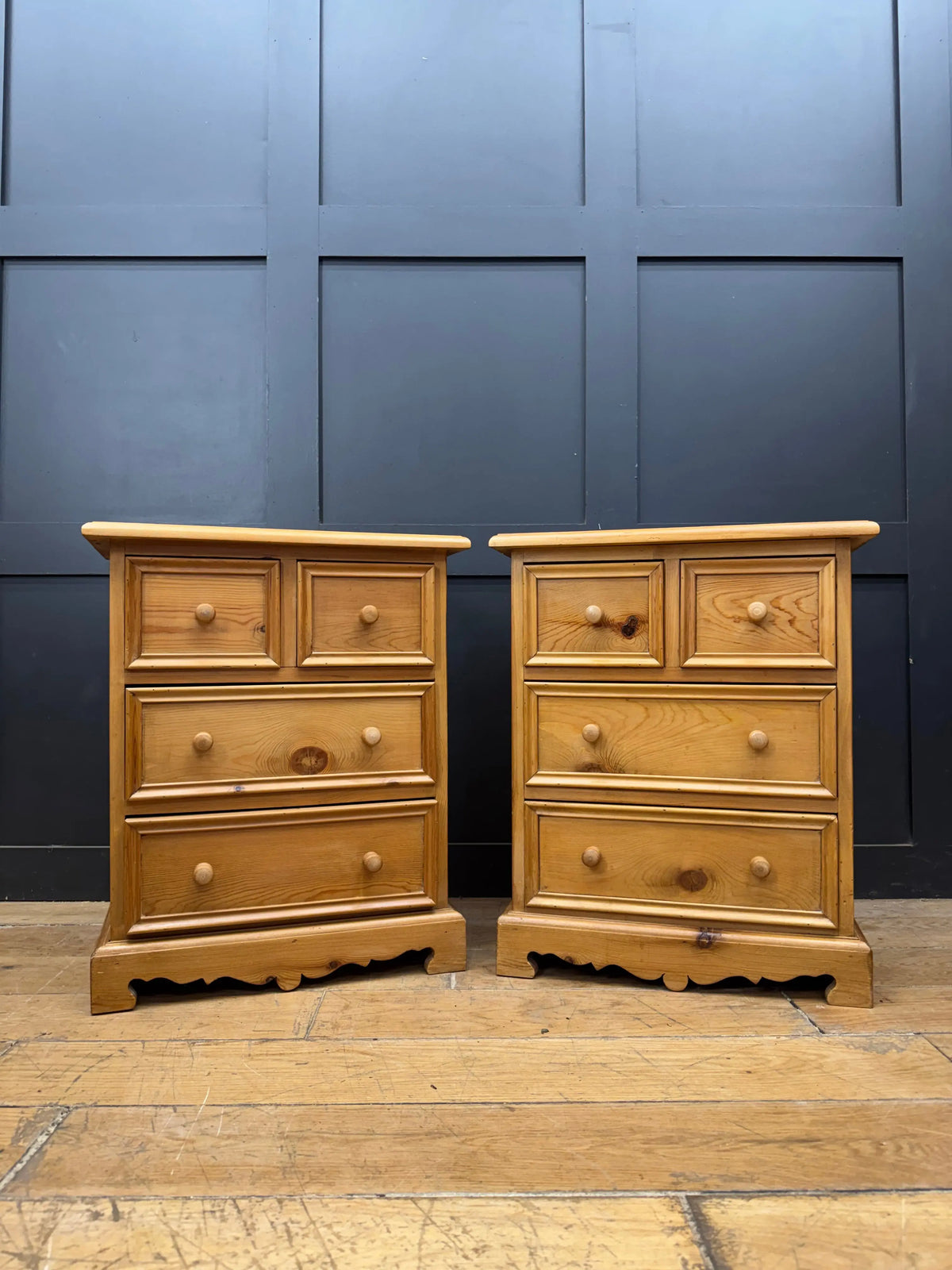 Pair Rustic Pine Bedside Tables Drawers Country Farmhouse Bedside Cabinets RUSTIC WAREHOUSE NORFOLK