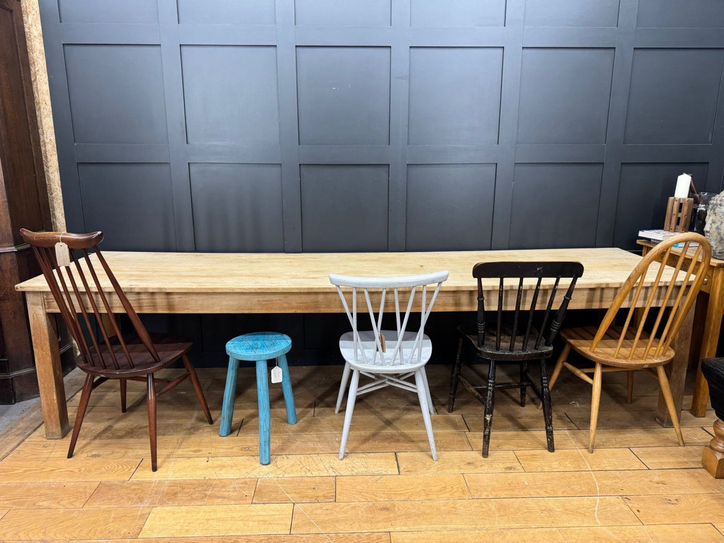 Vintage LARGE Beech Dining Table /  Long Kitchen Table / School Science Art