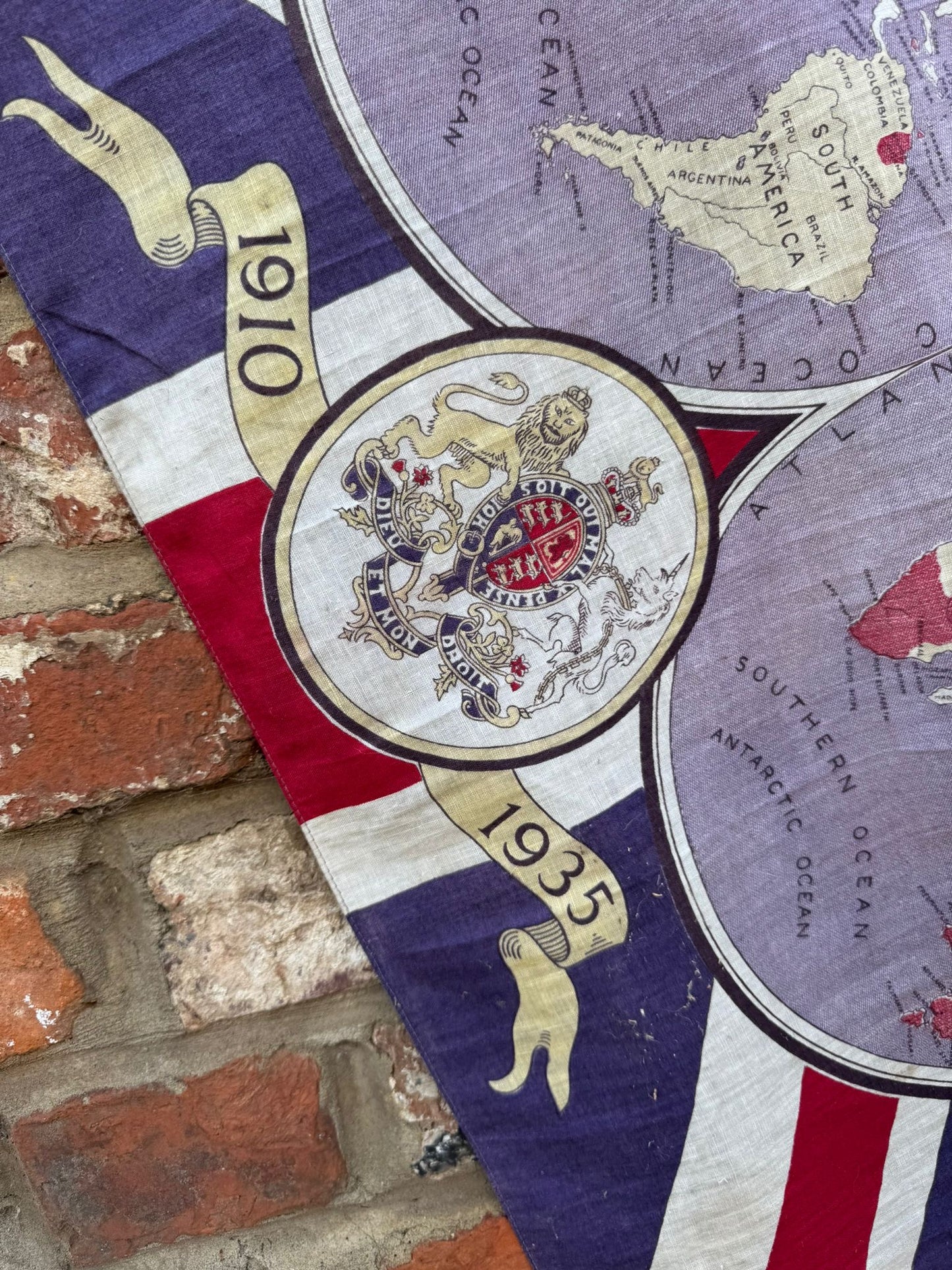 Rare 1935 British Empire Jubilee Flag King George V Map Colonies Collectible