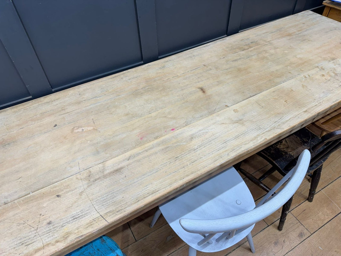 Vintage LARGE Beech Dining Table /  Long Kitchen Table / School Science Art