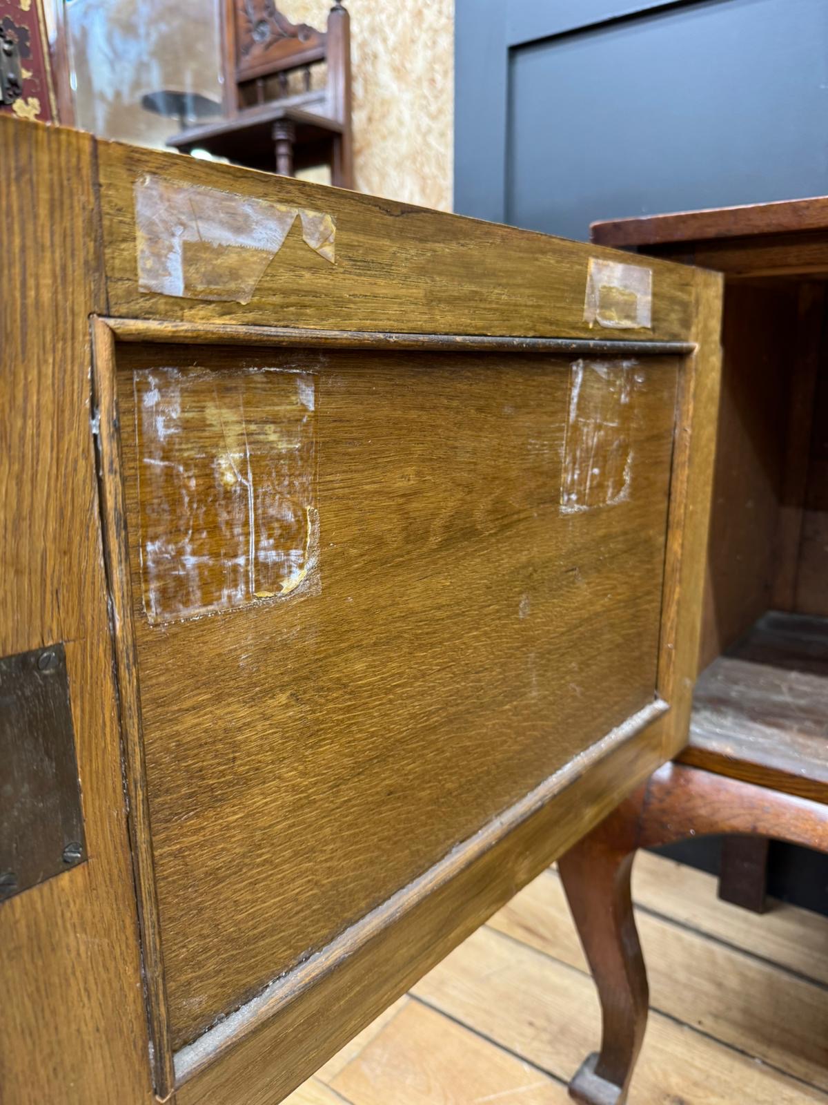 Arts & Crafts Oak Sideboard Dresser Base with Drawers and Cupboard