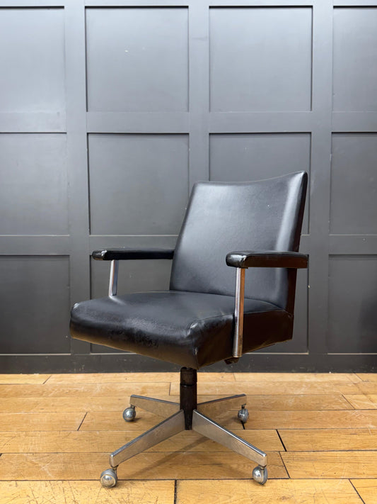 Vintage Black Swivel Desk Office Chair Mid Century Industrial Armchair