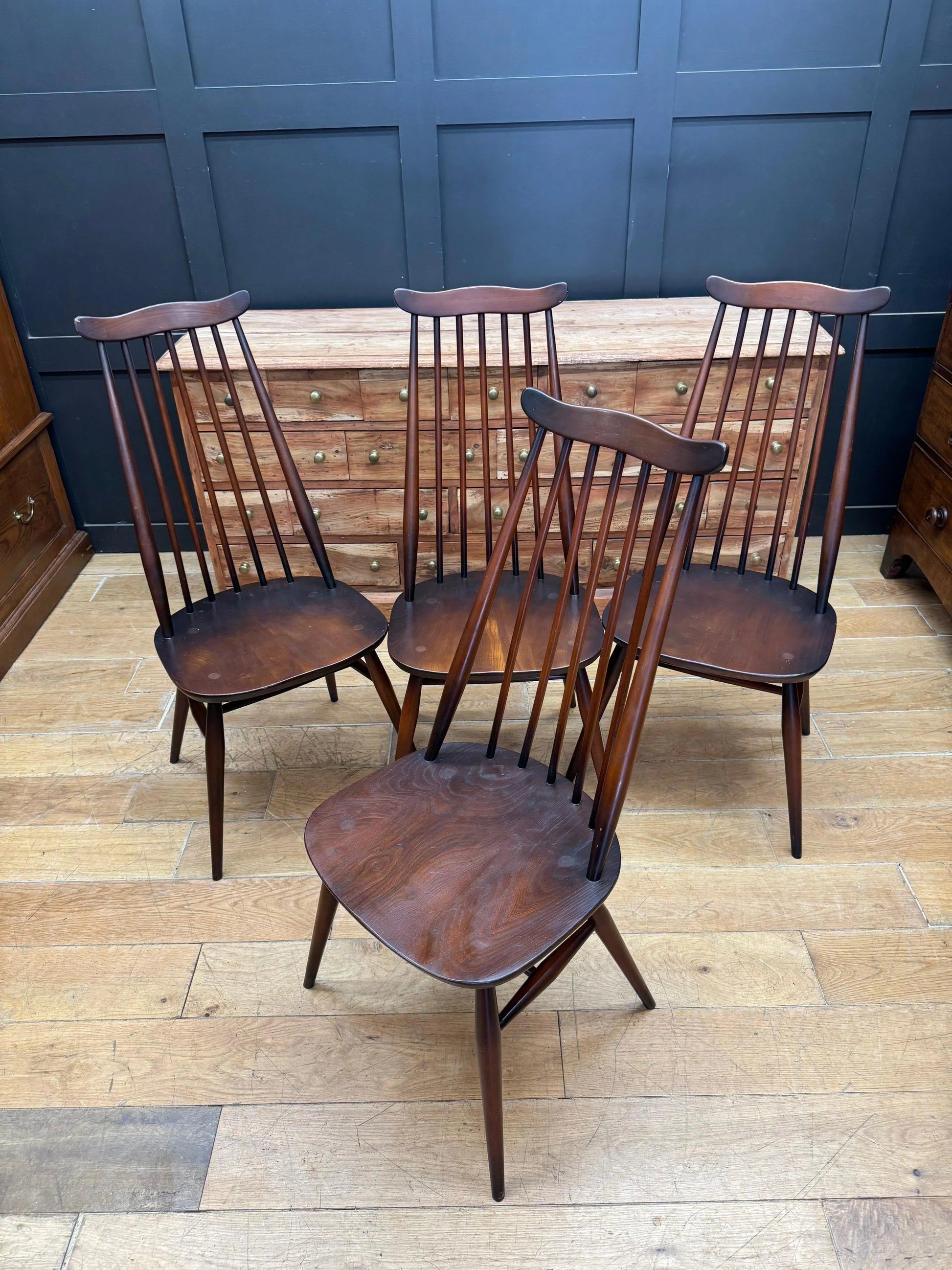 Vintage Ercol Goldsmith 369 Dining Kitchen Chairs Set of 4 Elm Beech Windsor RUSTIC WAREHOUSE NORFOLK