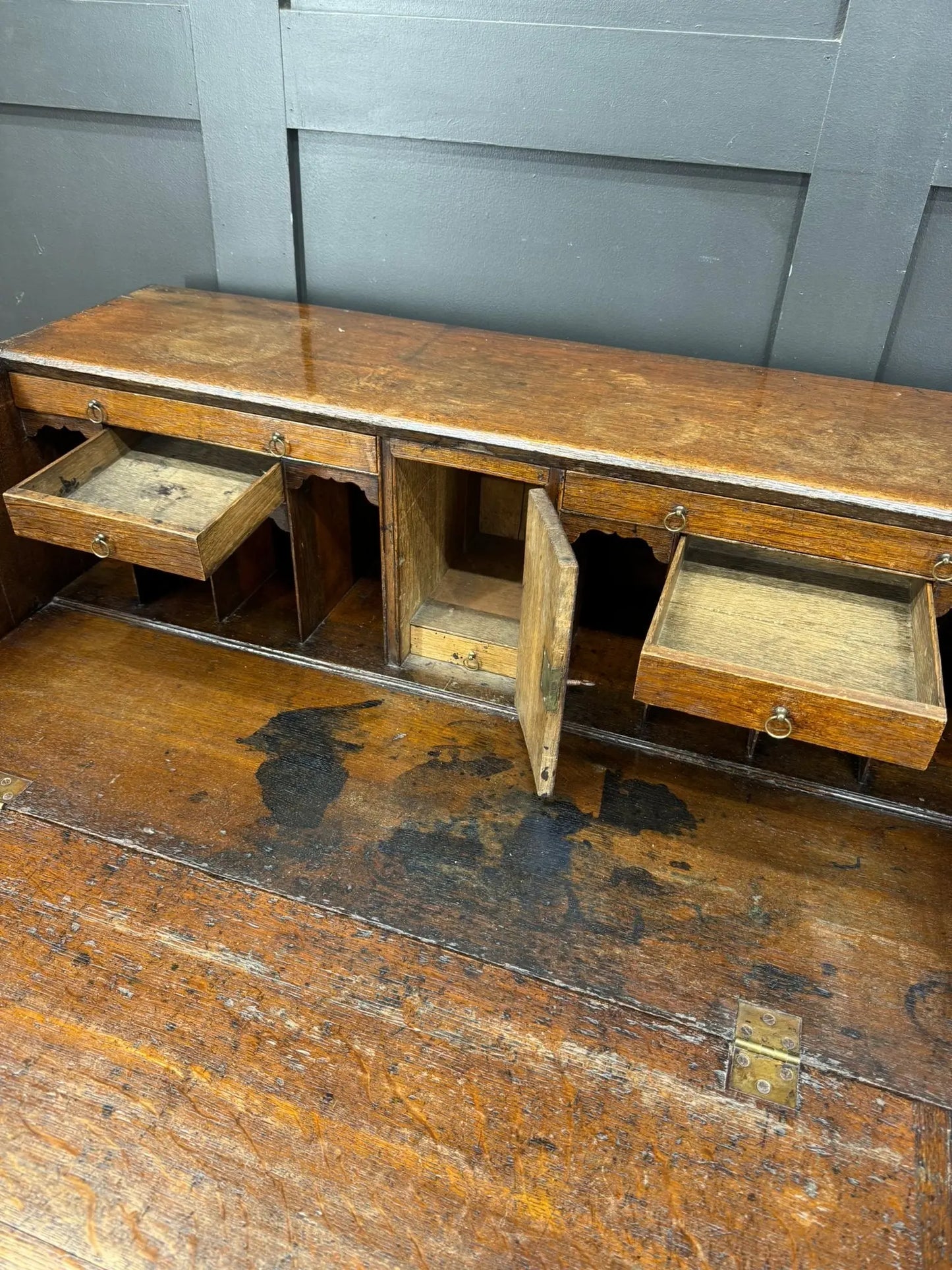 Georgian Oak Bureau Desk / Writing Desk / Sideboard Chest Of Drawers RUSTIC WAREHOUSE NORFOLK