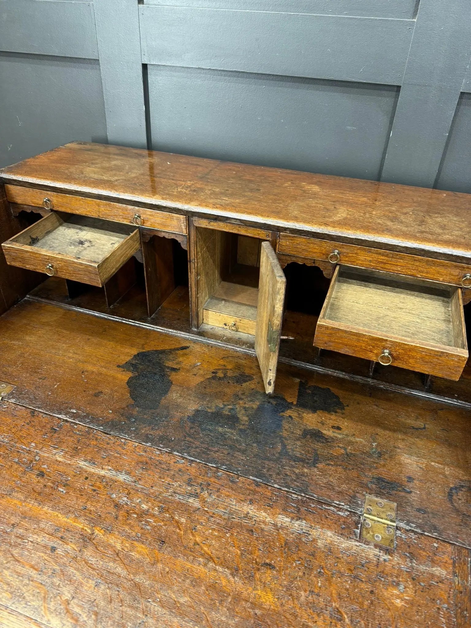 Georgian Oak Bureau Desk / Writing Desk / Sideboard Chest Of Drawers RUSTIC WAREHOUSE NORFOLK