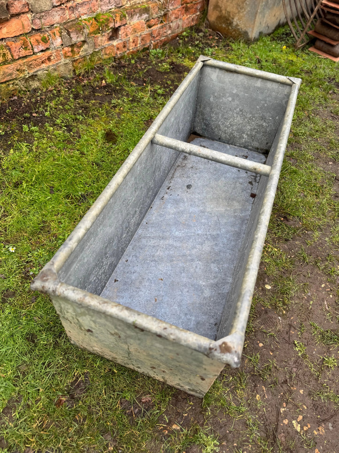 Vintage Galvanised Trough Planter 129cm /Raised Flowerbed Plant Tree Pot Pond Z7 RUSTIC WAREHOUSE NORFOLK