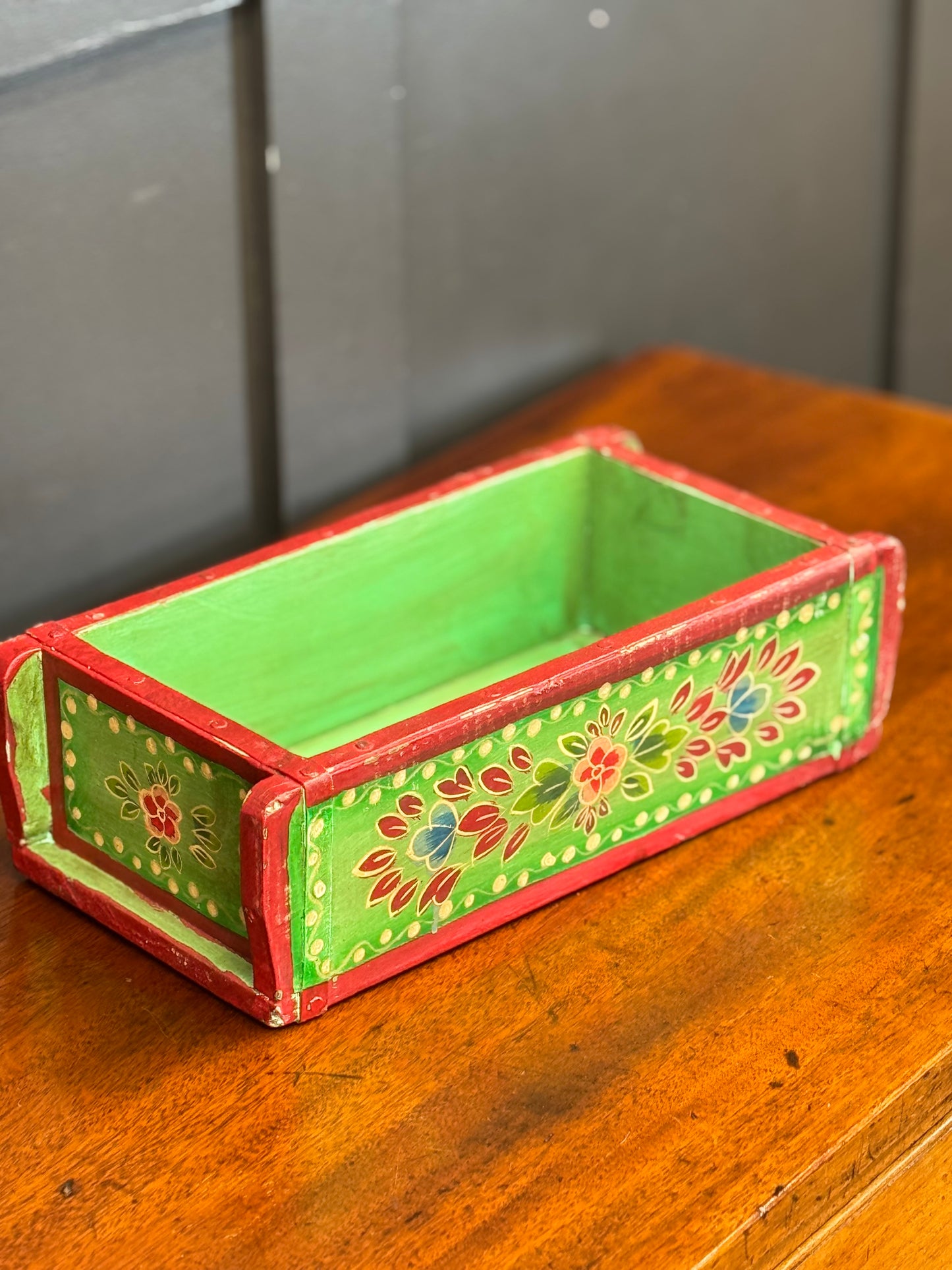 Rustic Wooden Painted Brick Mould / Decorative Herb Planter / Storage Box Tray
