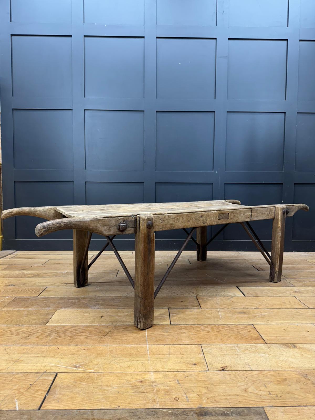 Victorian Pine Funeral Bier / Body Stretcher – Antique Rustic Coffee Table