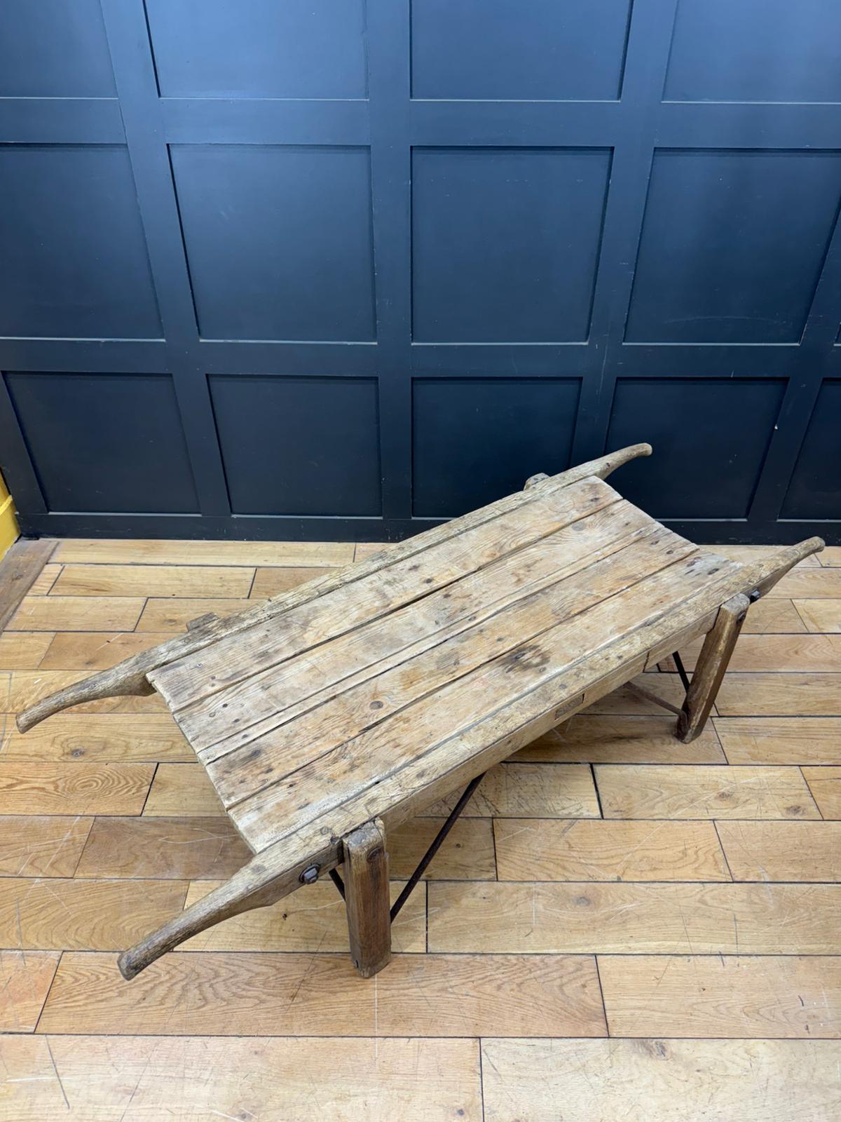 Victorian Pine Funeral Bier / Body Stretcher – Antique Rustic Coffee Table