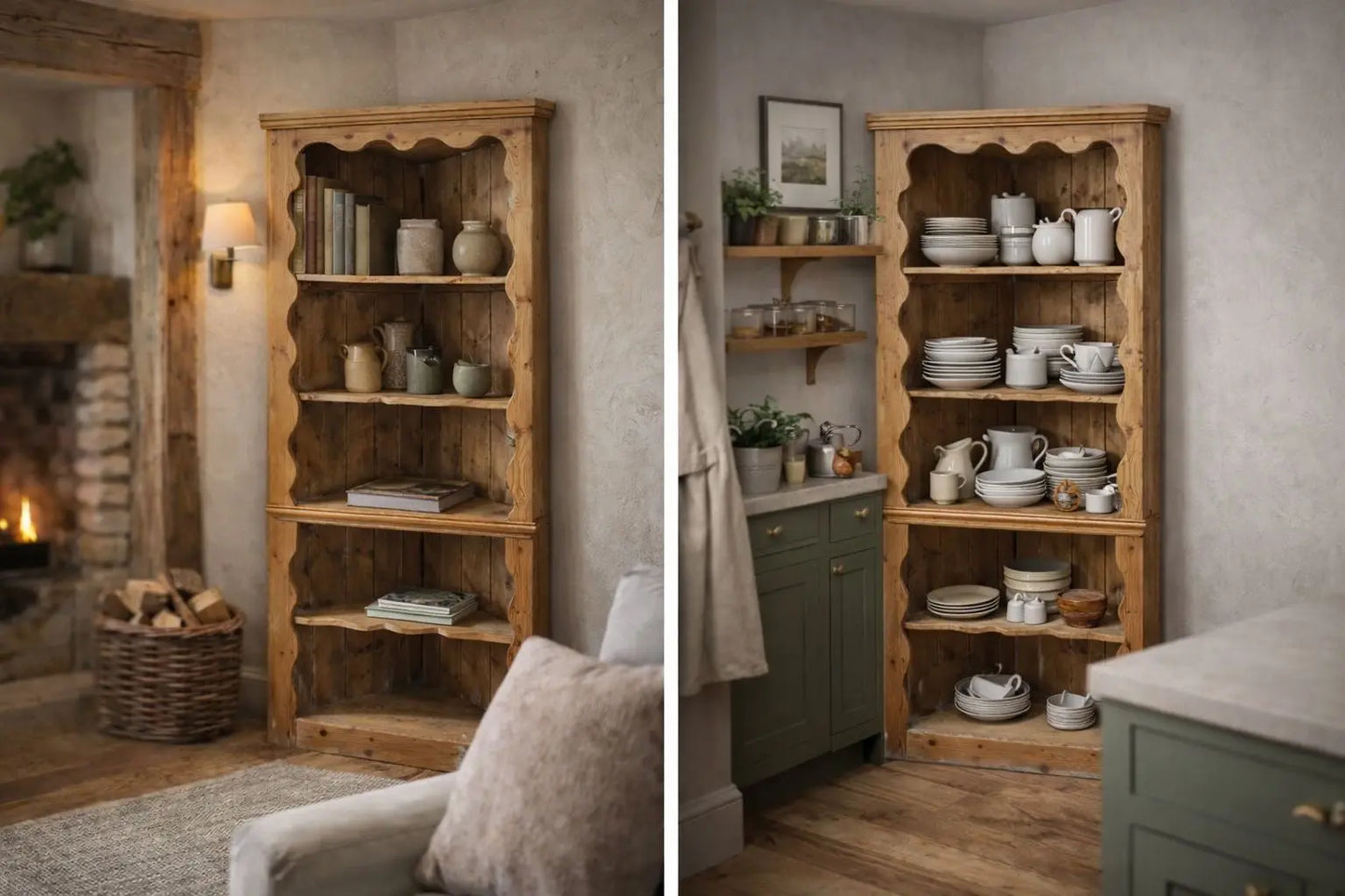 Antique Pine Rustic Corner Cupboard / Open Shelving Unit Storage RUSTIC WAREHOUSE NORFOLK
