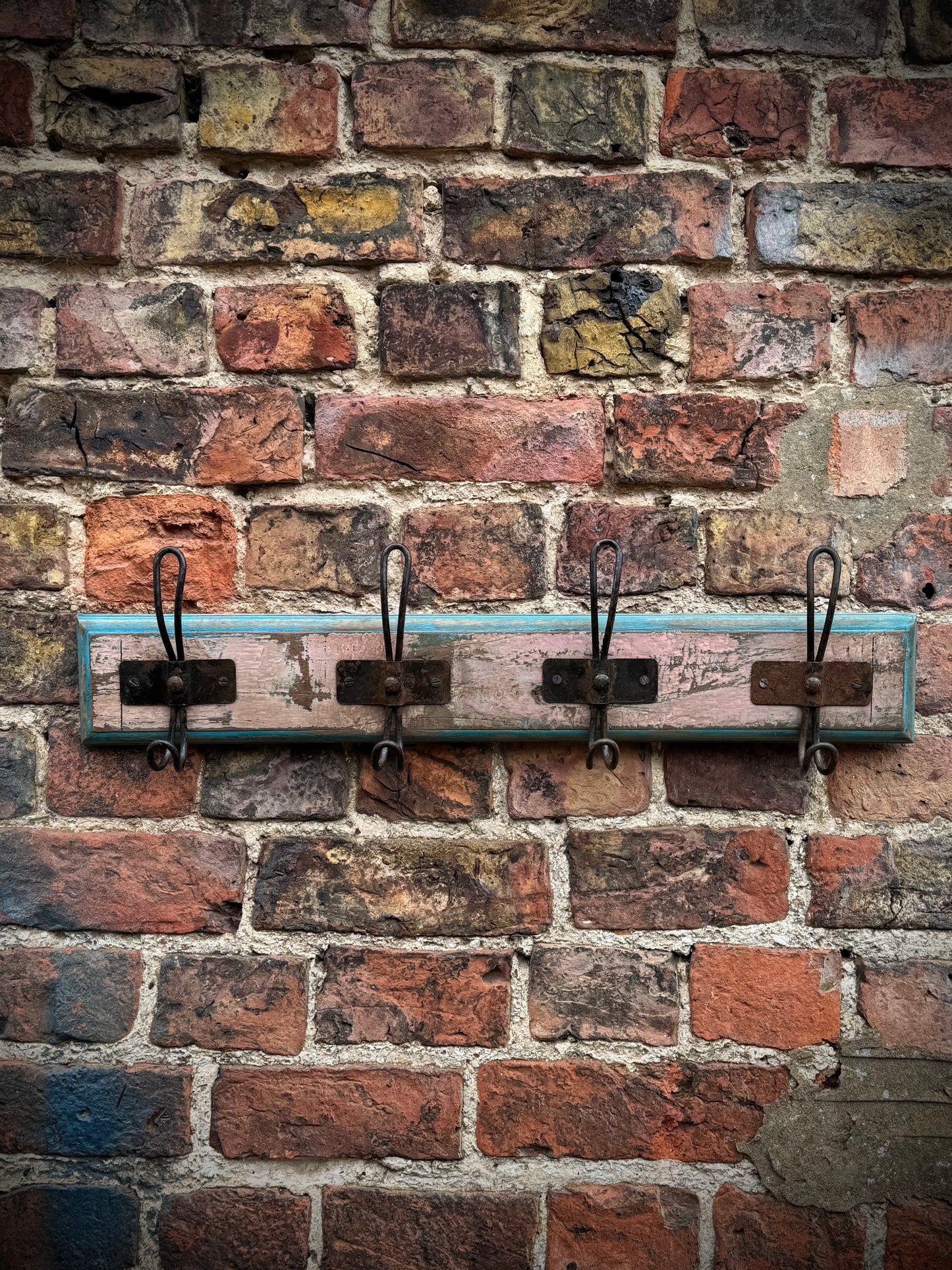 Reclaimed Wooden Coat Hooks / Vintage Rustic Coat Pegs / 4 Hook Coat Hat Rack