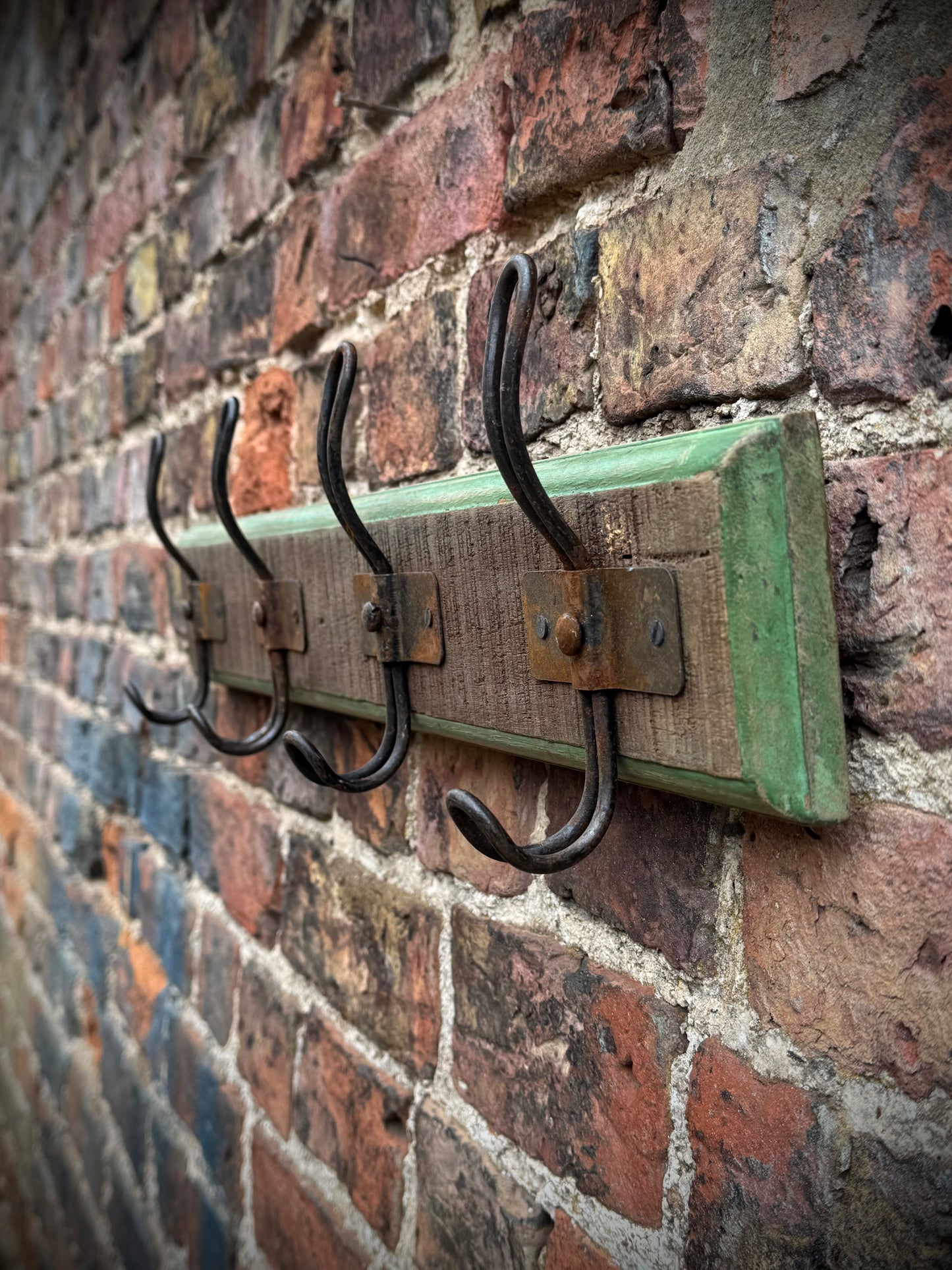 Reclaimed Wooden Coat Hooks / Vintage Rustic Coat Pegs / 4 Hook Coat Hat Rack