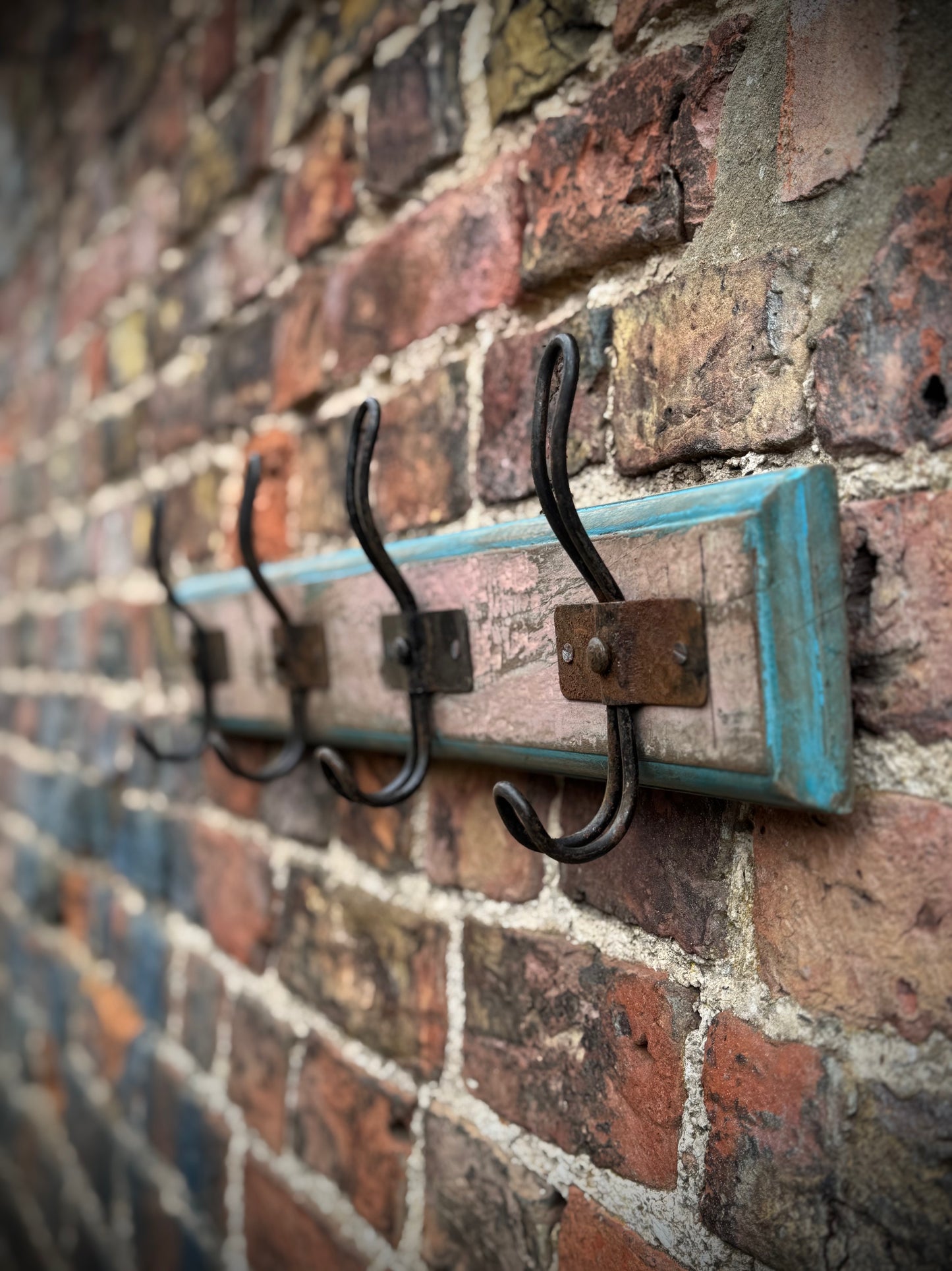 Reclaimed Wooden Coat Hooks / Vintage Rustic Coat Pegs / 4 Hook Coat Hat Rack