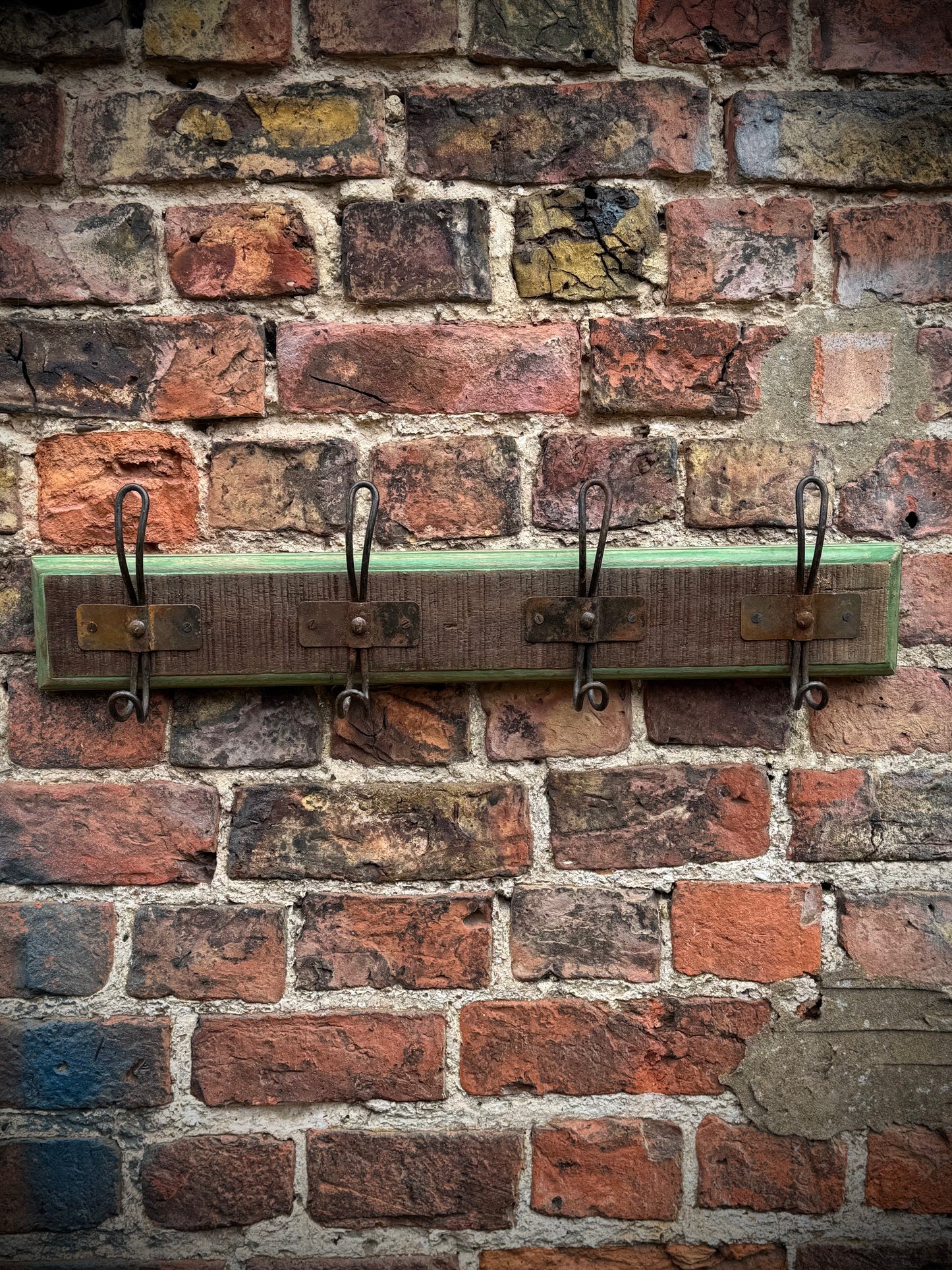 Reclaimed Wooden Coat Hooks / Vintage Rustic Coat Pegs / 4 Hook Coat Hat Rack