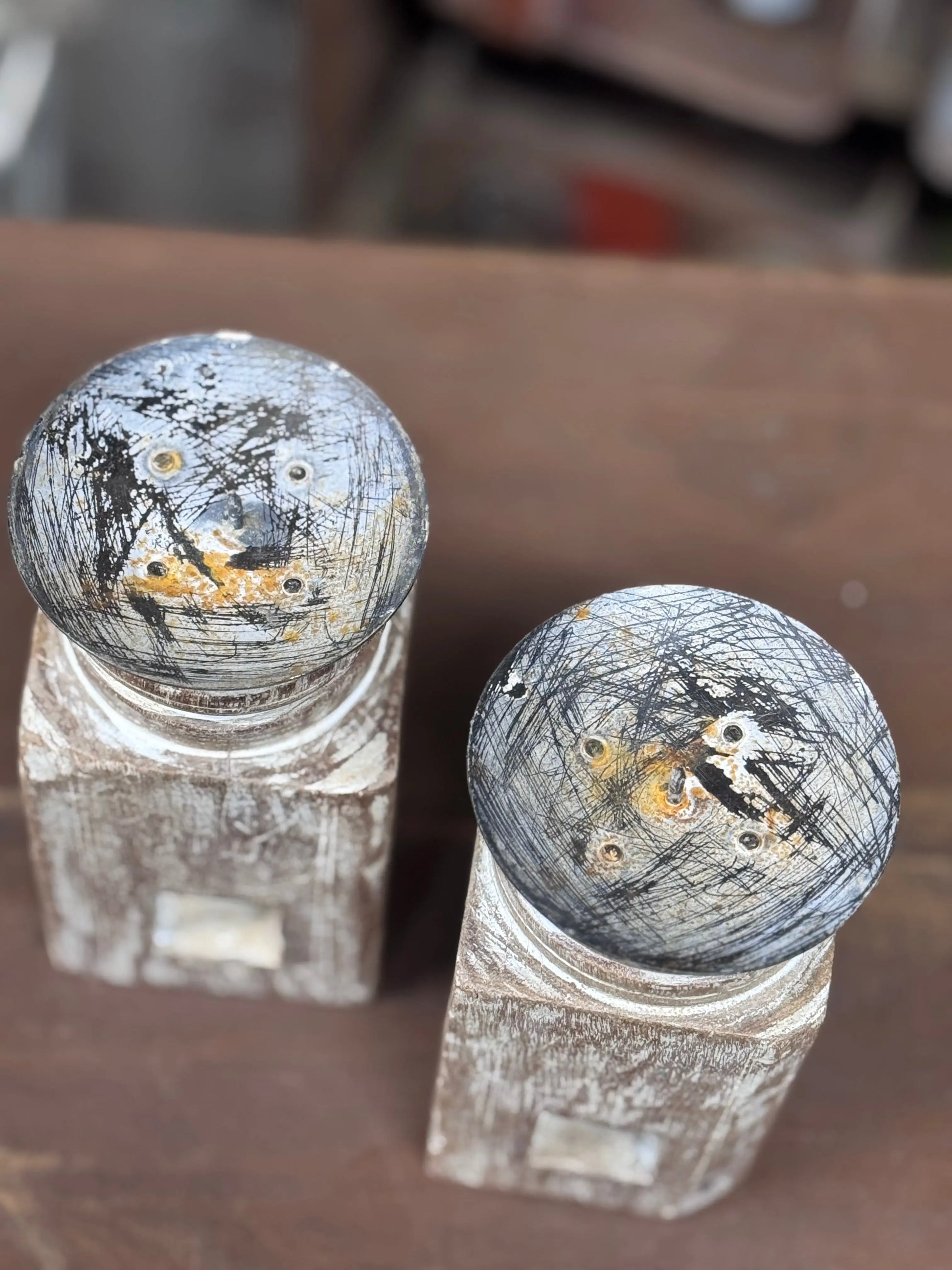 Pair Of Rustic Wooden Candle Holders / Large Church Candle Candlesticks /A RUSTIC WAREHOUSE NORFOLK