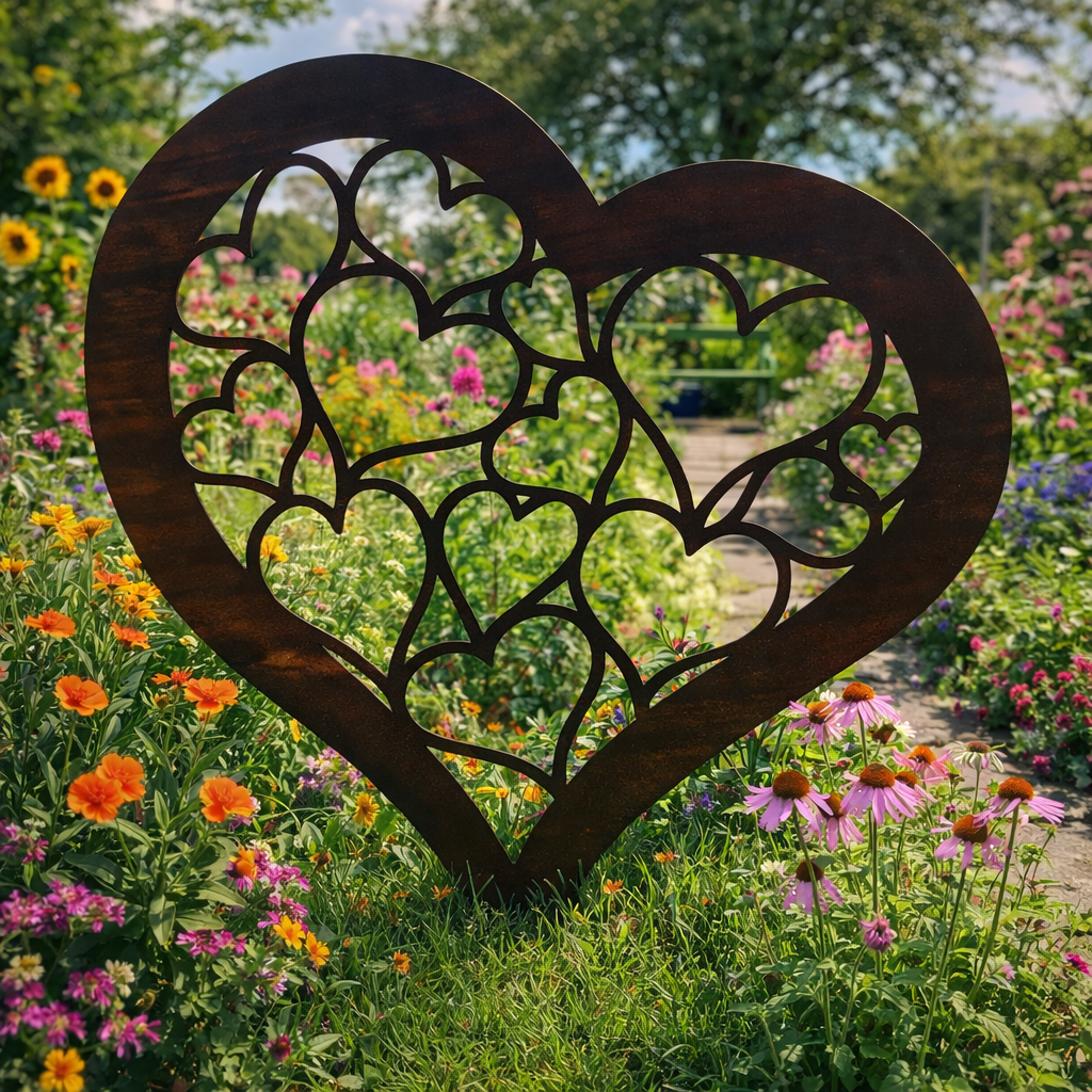 Large Rusty Metal Decorative Heart Garden Decoration