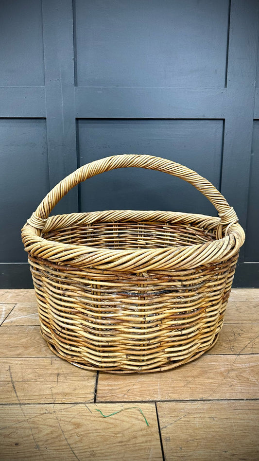 Large Old Wicker Log Basket / Kindling Basket / Large Willow Basket
