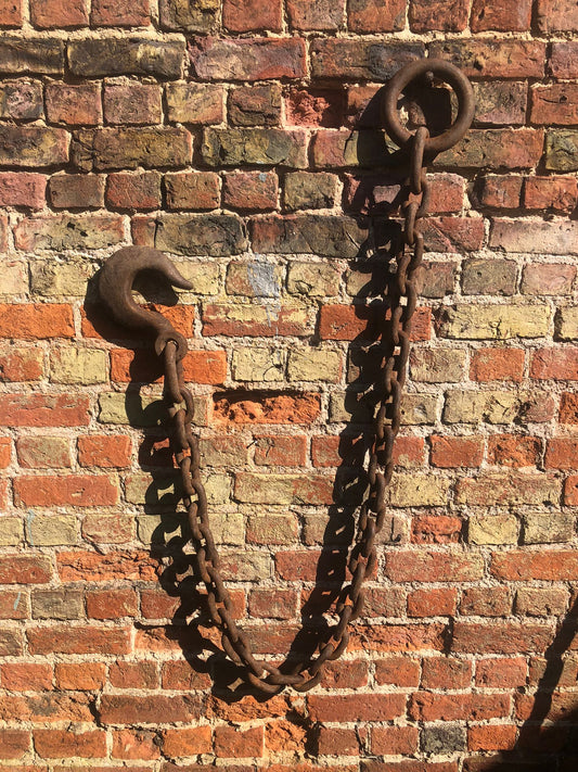 Old Iron Tow Chain and Hook with Ring Extra Large Heavy Duty