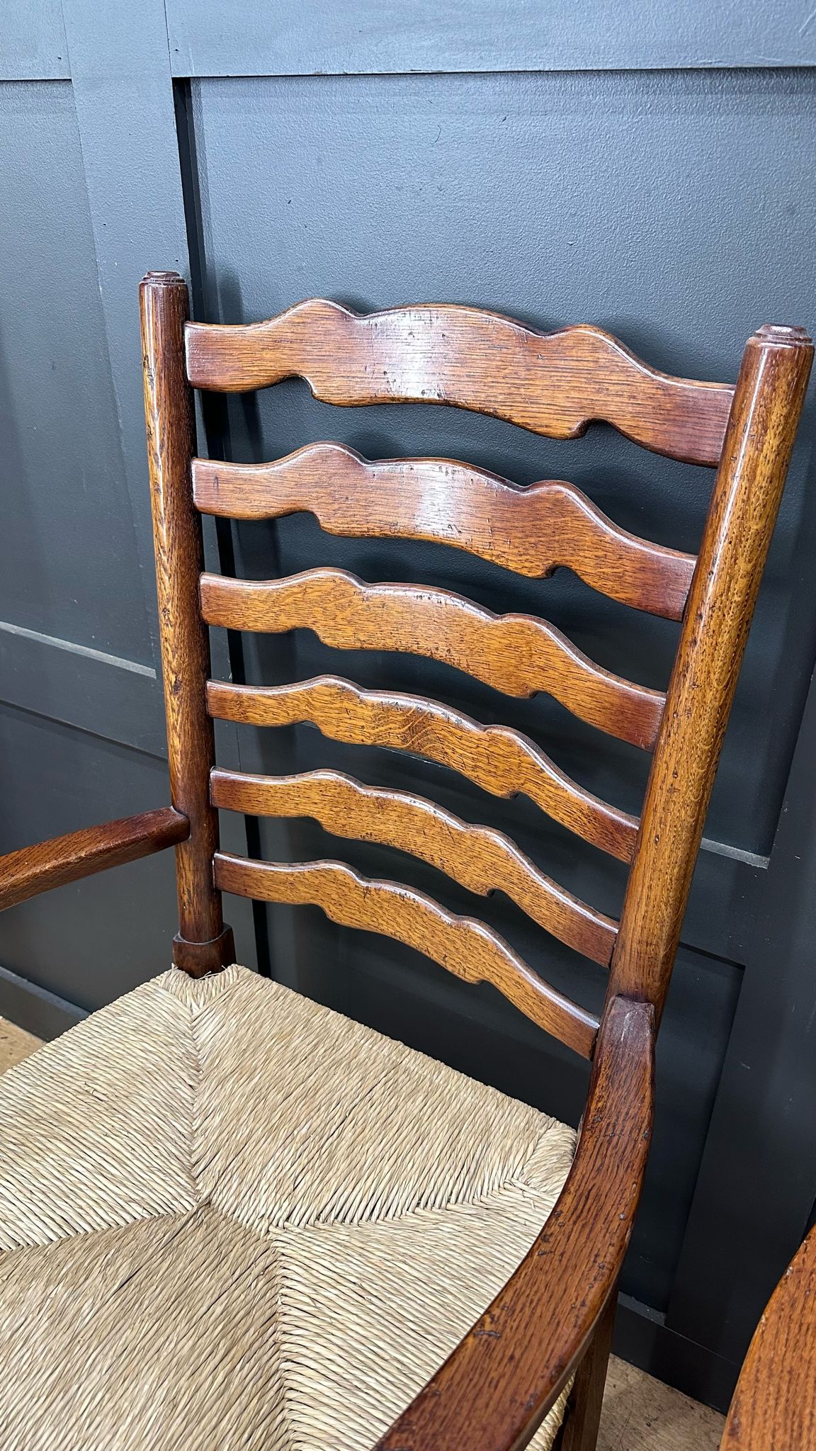 Set Of 6 Oak Ladderback Dining Chairs / Kitchen Chairs / Farmhouse Chairs