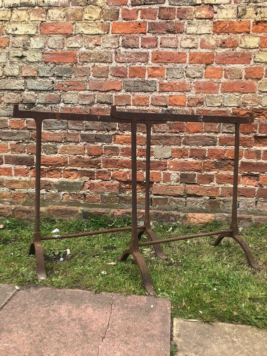 Pair of Antique Wrought Iron Trestles / Painters Trestles /Architectural Antique